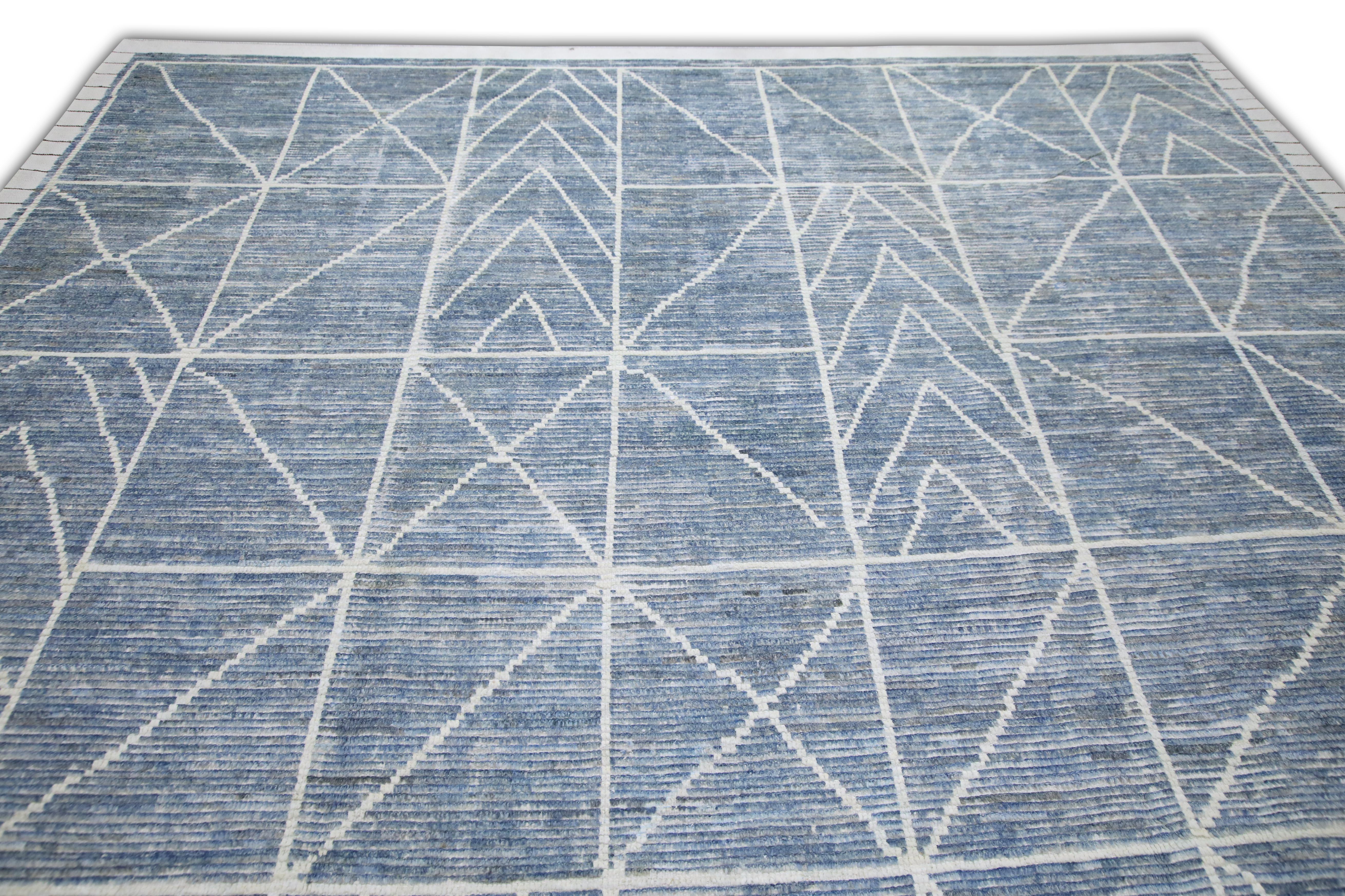 Handgefertigter Tulu-Teppich aus Wolle in geometrischem Design 9'11