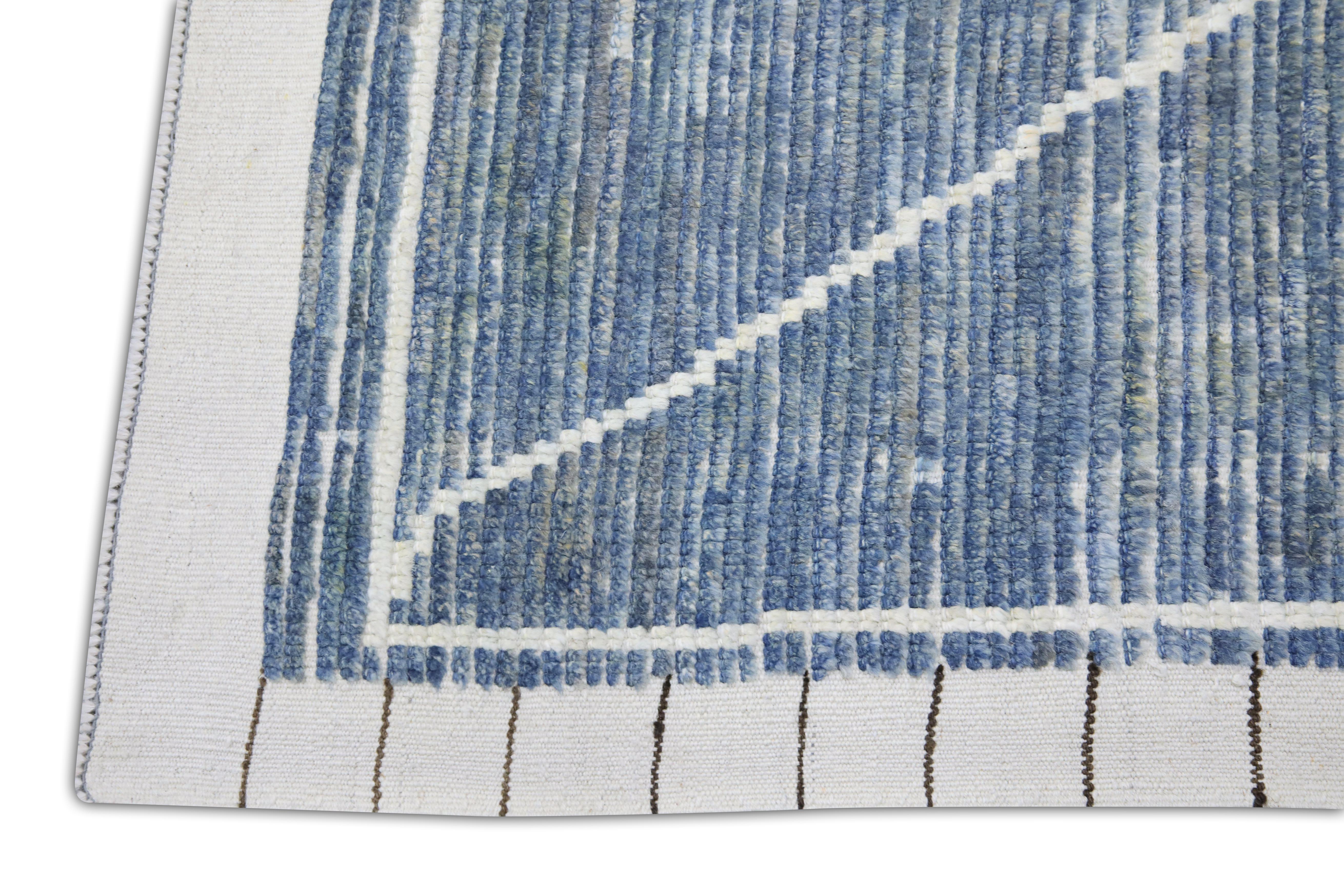 Handgefertigter Tulu-Teppich aus Wolle in geometrischem Design 9'11