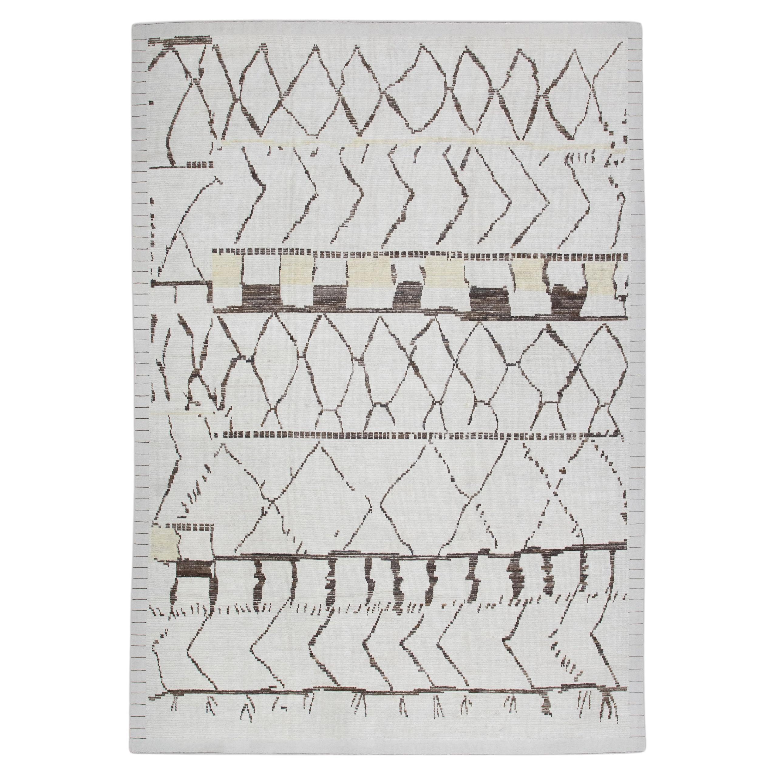  Handmade Wool Tulu Rug in Geometric Design 9'3" x 12'9" For Sale