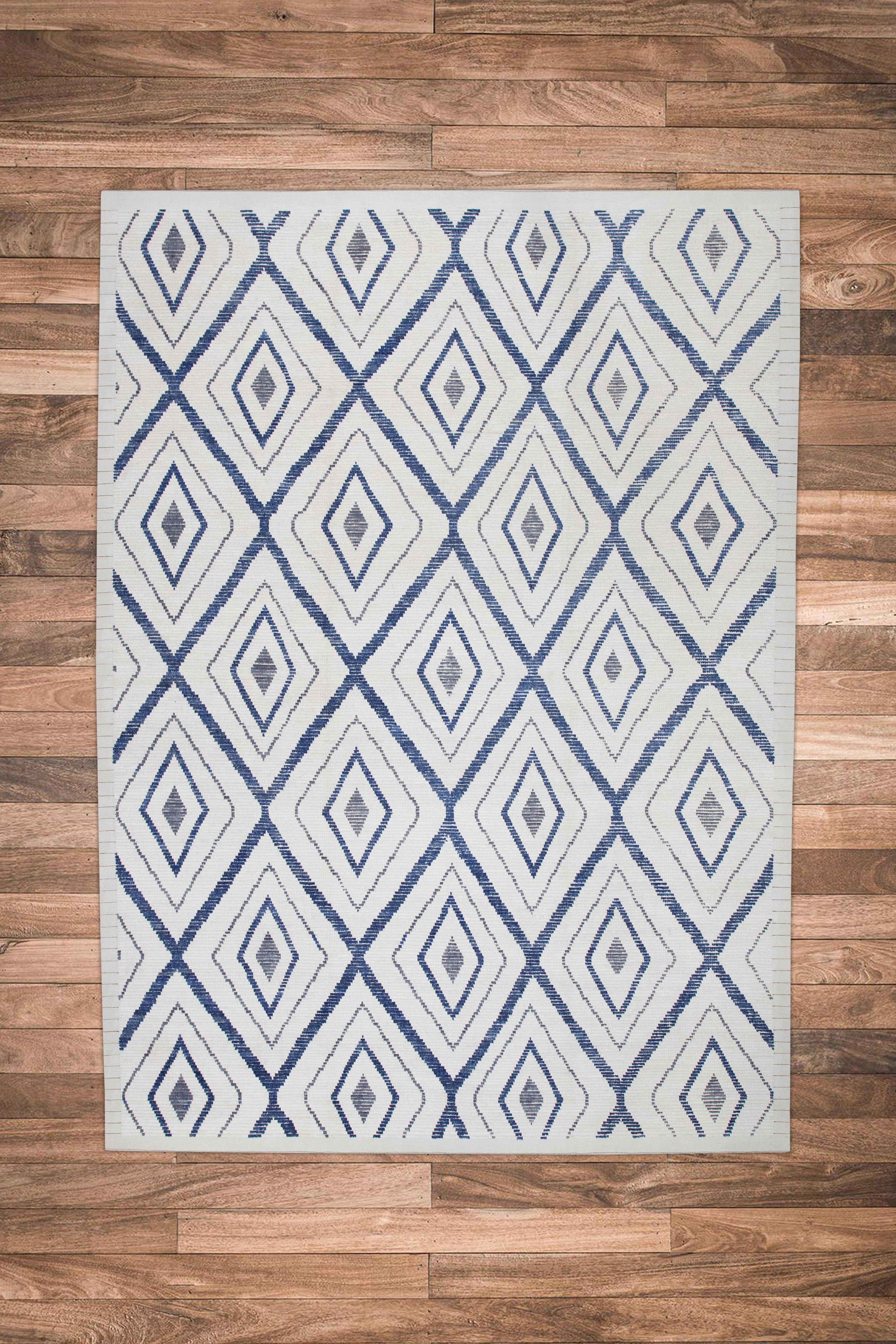 Contemporary  Handmade Wool Tulu Rug in Geometric Design 9'4