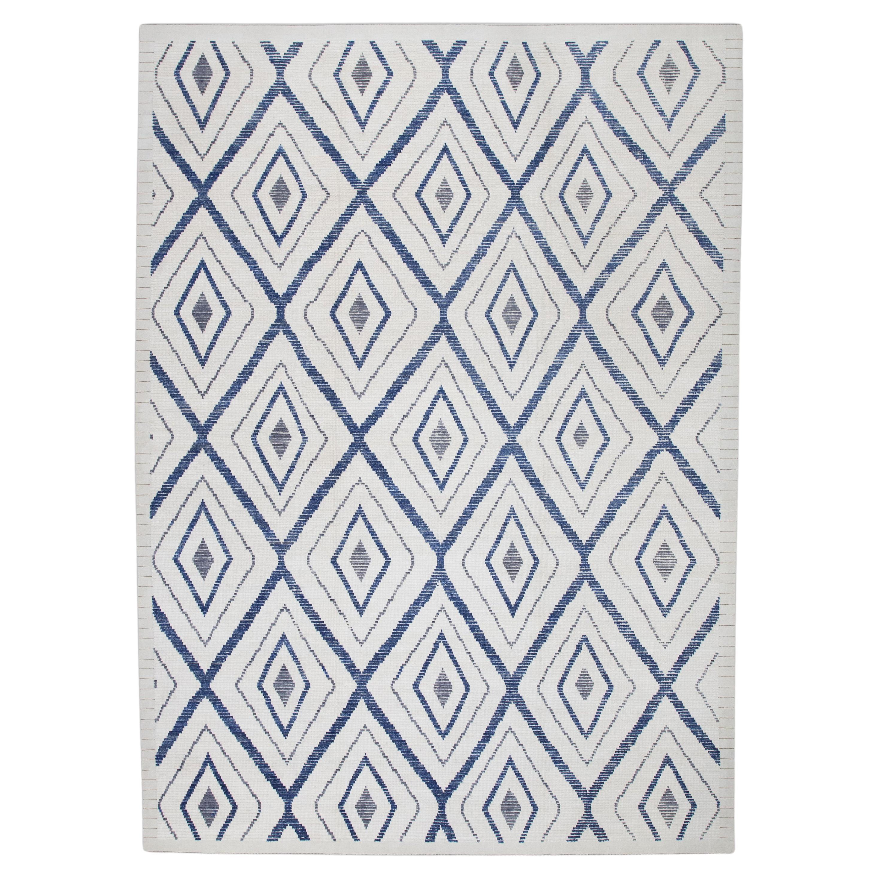  Handmade Wool Tulu Rug in Geometric Design 9'4" x 12'6" For Sale