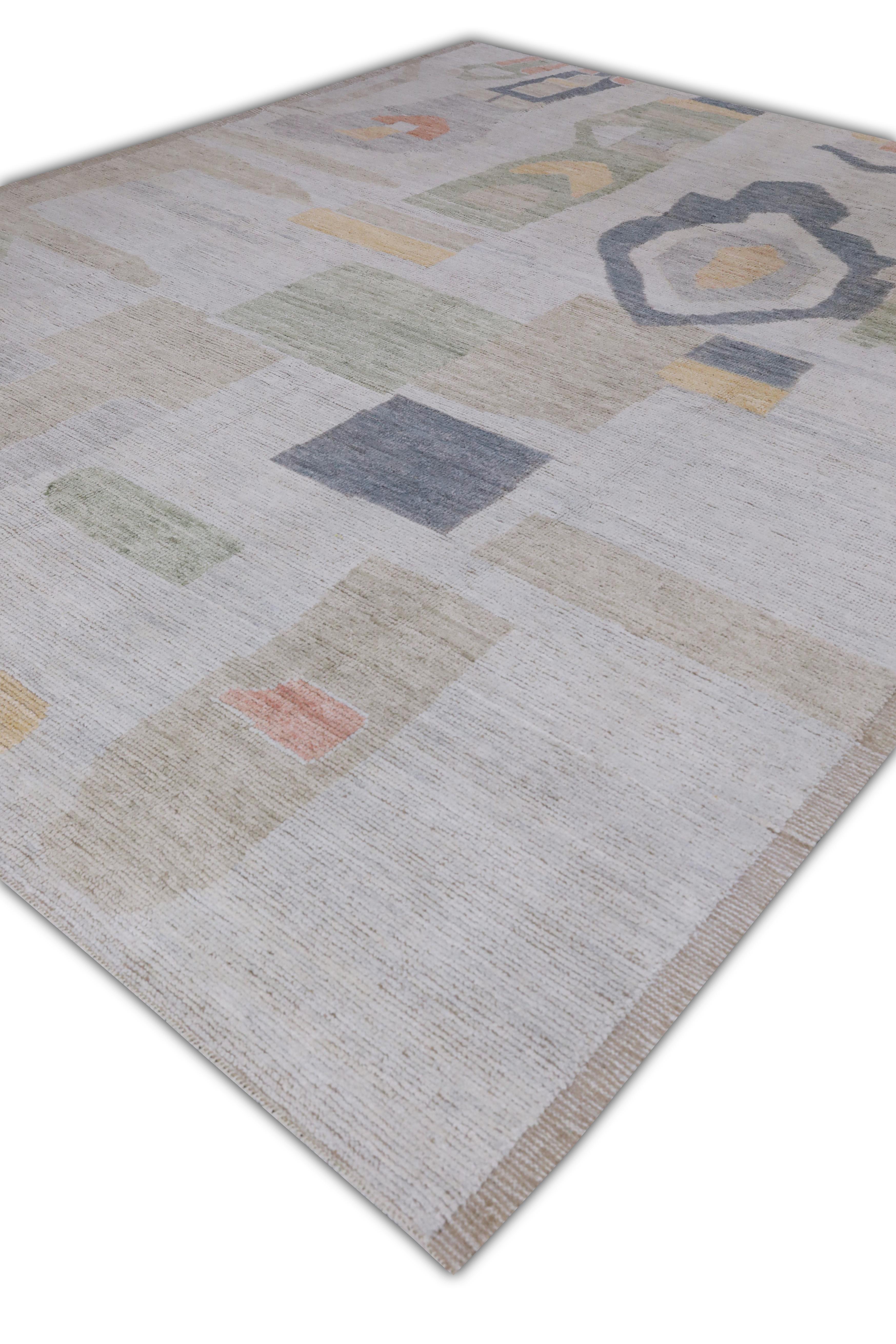 Handgefertigter Tulu-Teppich aus Wolle in geometrischem Design 9'7