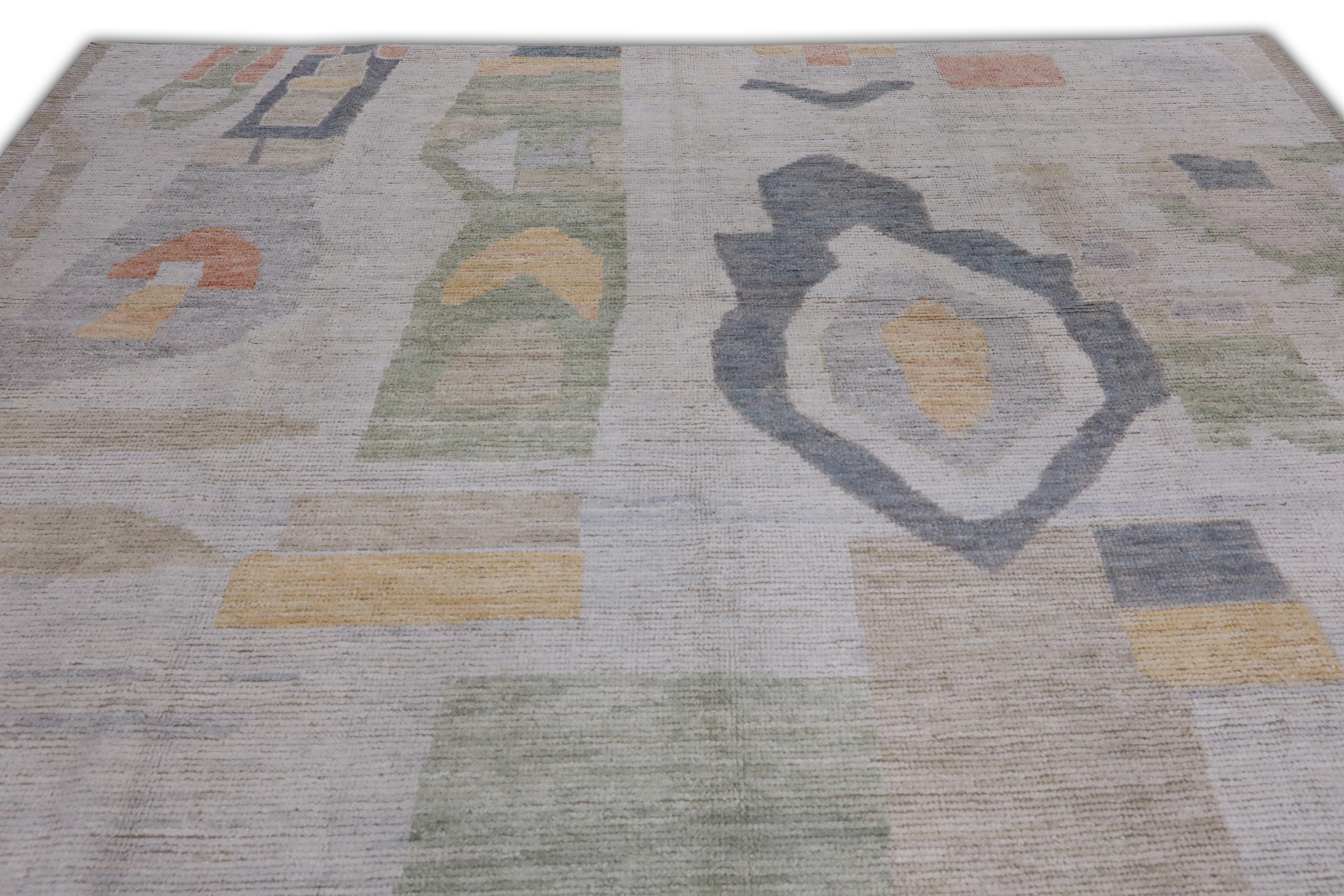 Handgefertigter Tulu-Teppich aus Wolle in geometrischem Design 9'7