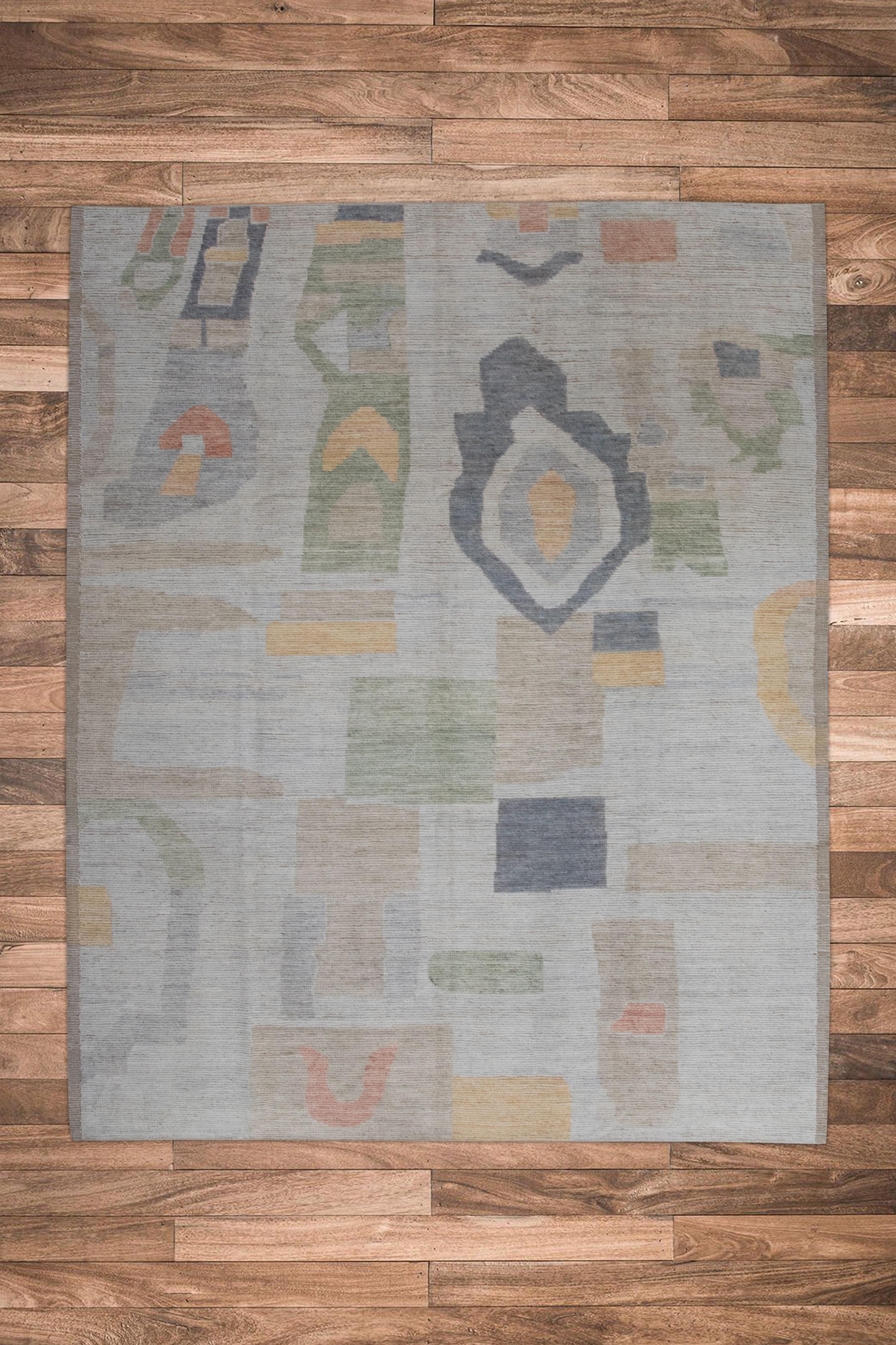 Handgefertigter Tulu-Teppich aus Wolle in geometrischem Design 9'7