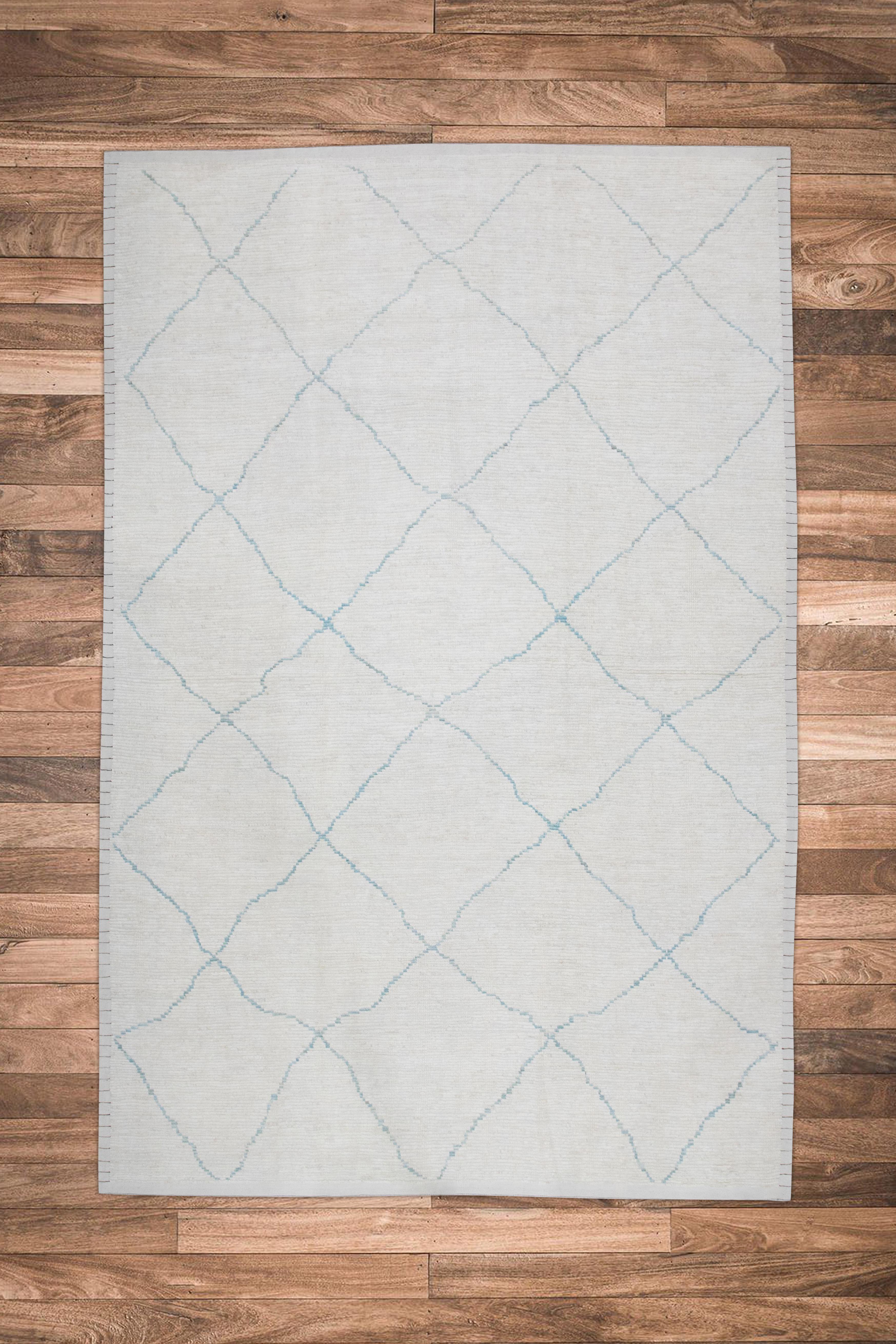 Handgefertigter Tulu-Teppich aus Wolle in geometrischem Design 9'8