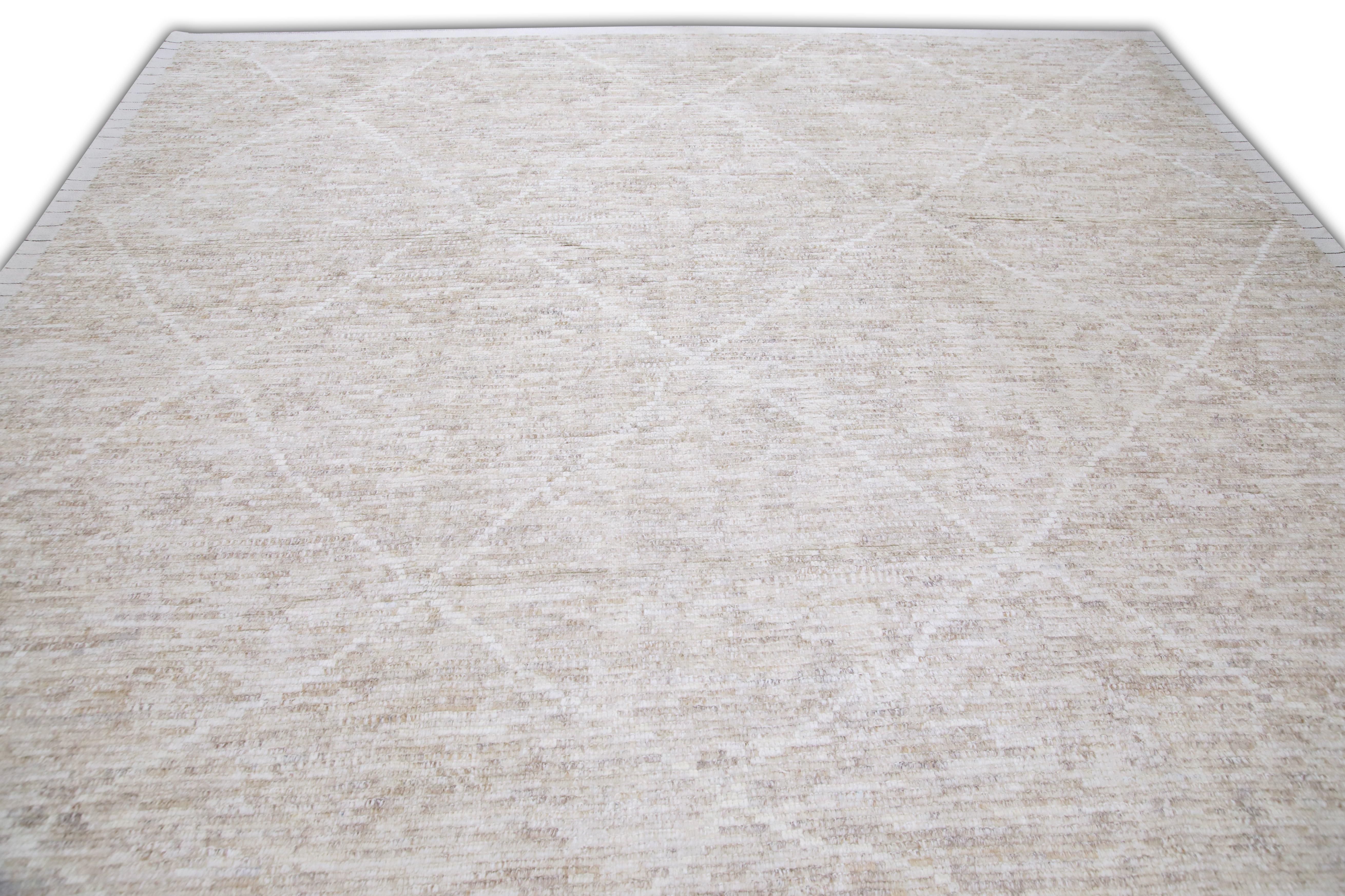 Handgefertigter Tulu-Teppich aus Wolle in geometrischem Design 9'9