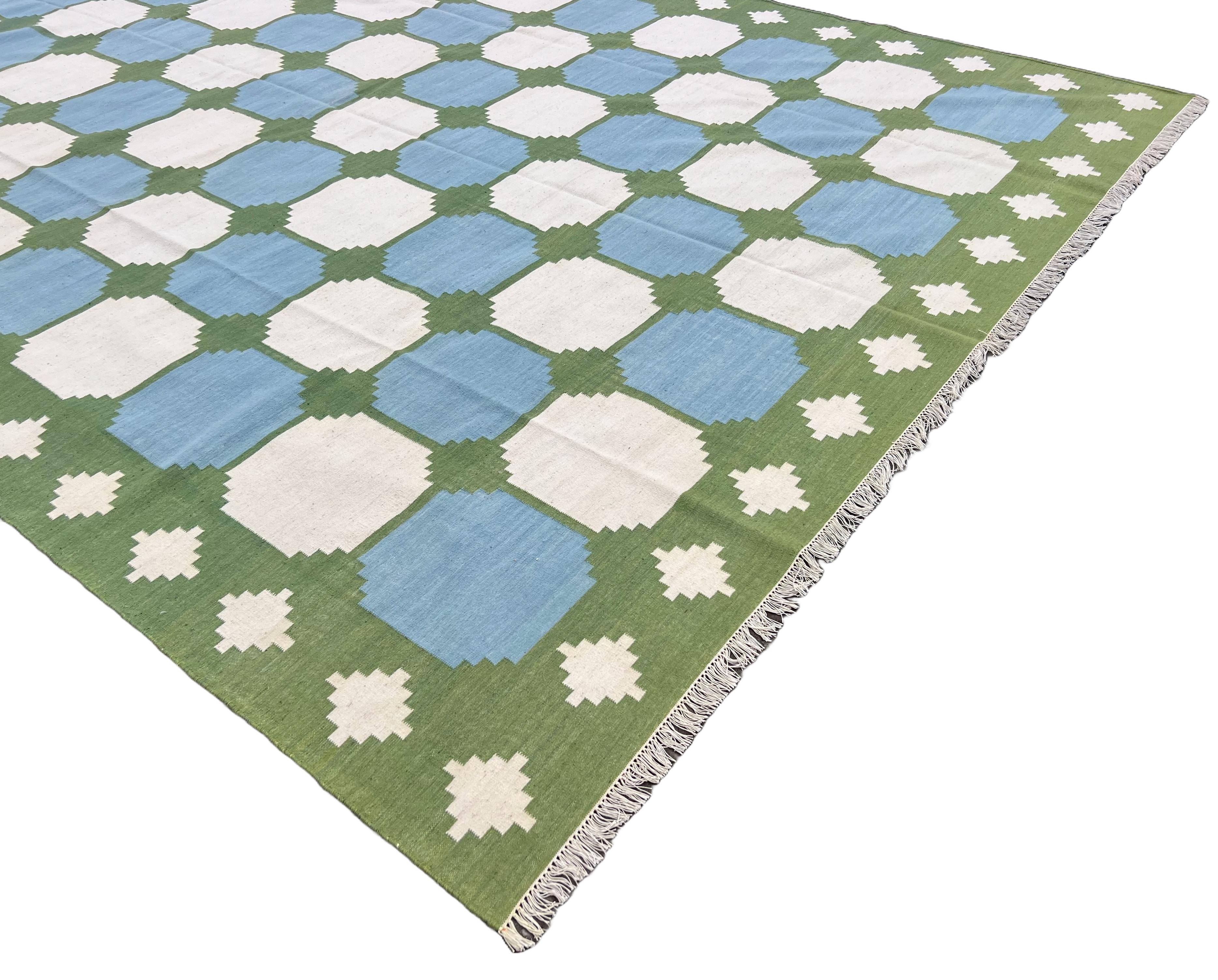 Tappeto a tessitura piatta in lana fatto a mano, 12x15, Greene & Greene a motivi di piastrelle Dhurrie in vendita 2