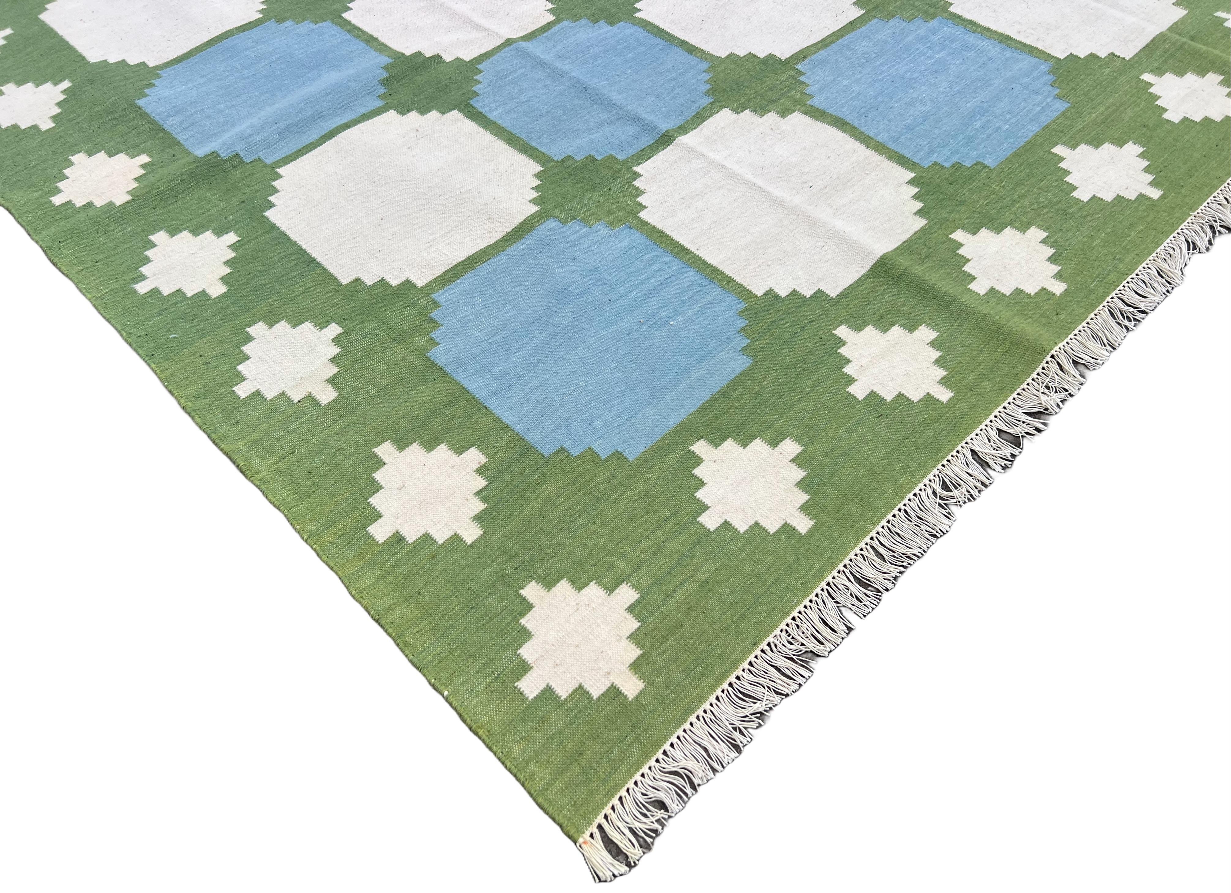 Tappeto a tessitura piatta in lana fatto a mano, 12x15, Greene & Greene a motivi di piastrelle Dhurrie in vendita 3