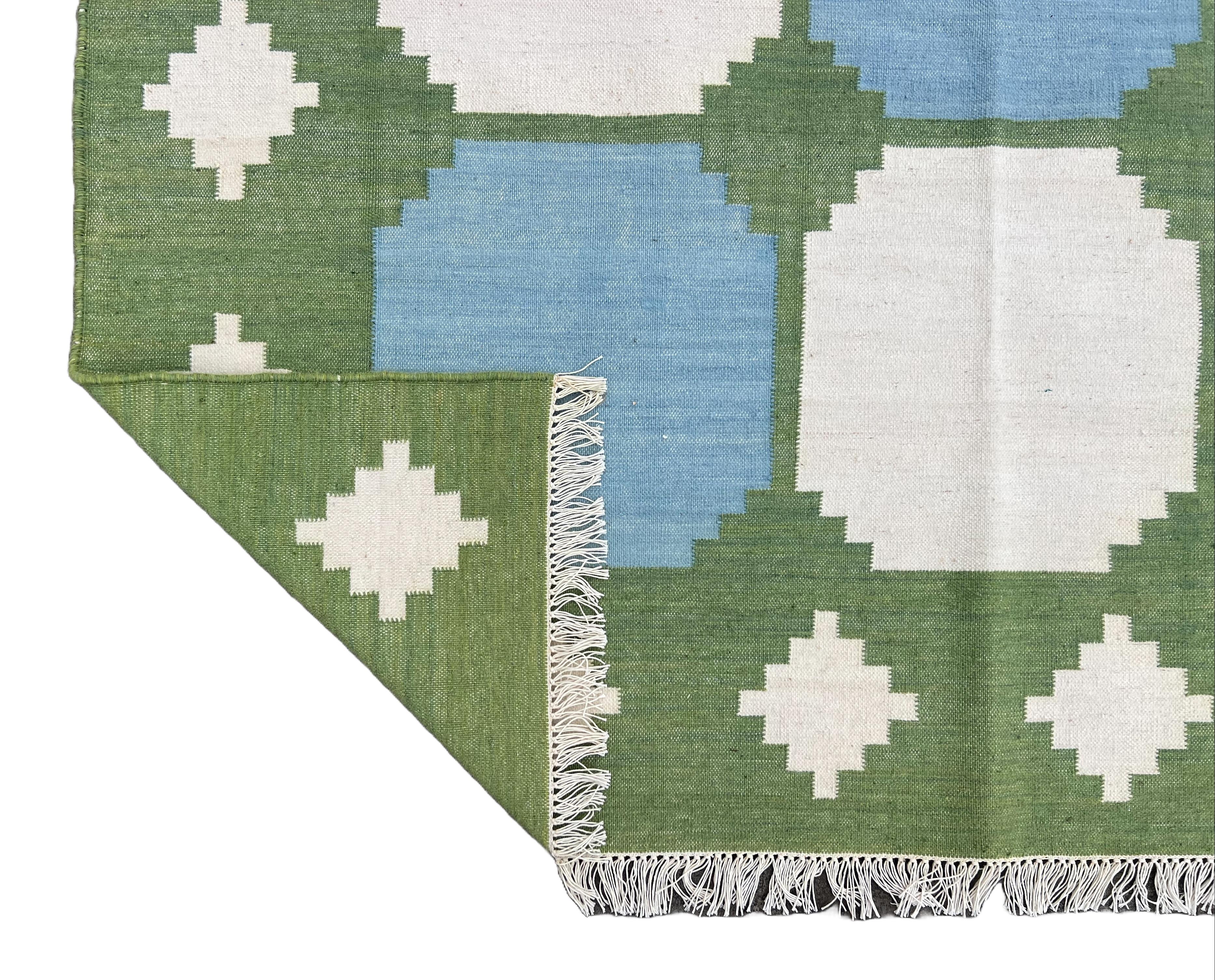 Tessuto a mano Tappeto a tessitura piatta in lana fatto a mano, 12x15, Greene & Greene a motivi di piastrelle Dhurrie in vendita