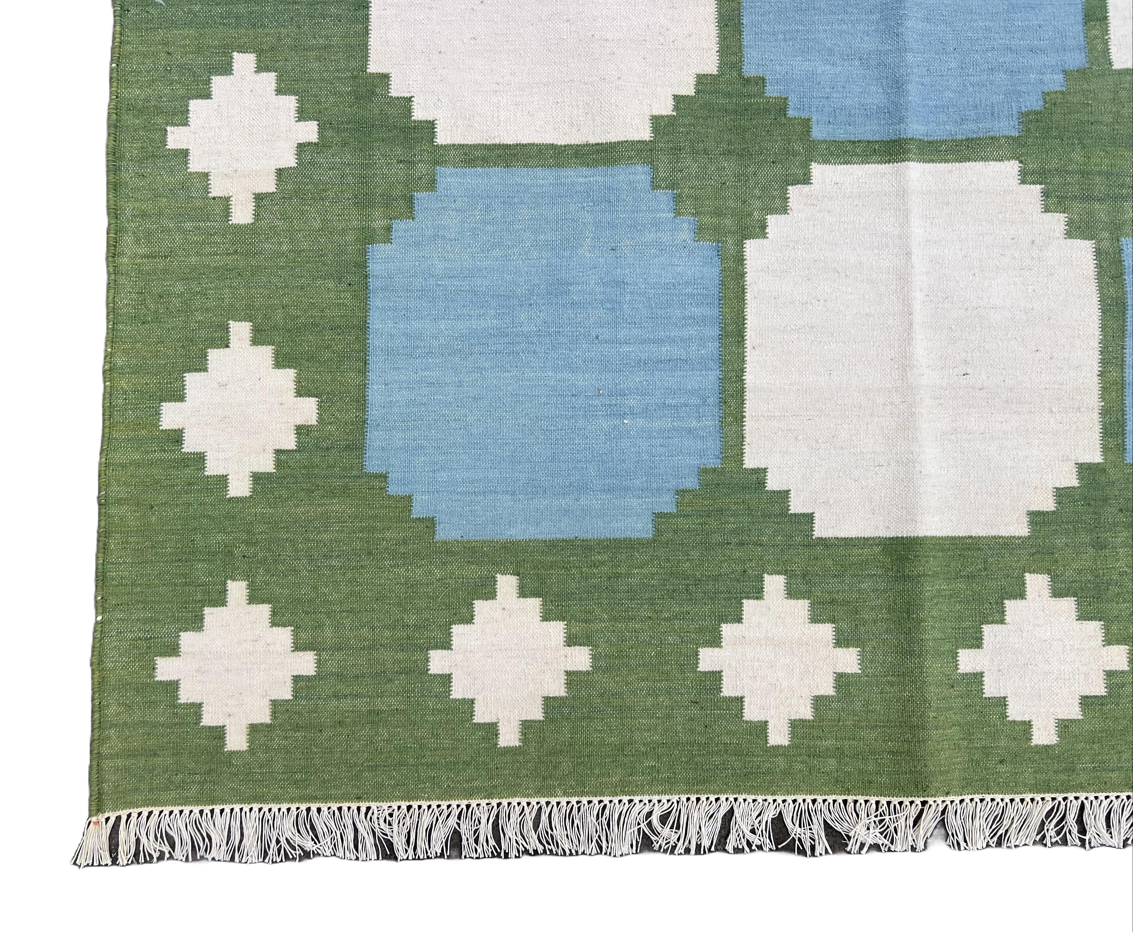 Tappeto a tessitura piatta in lana fatto a mano, 12x15, Greene & Greene a motivi di piastrelle Dhurrie In condizioni Nuovo in vendita a Jaipur, IN