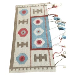 Handmade Woolen Area Flat Weave Rug, 4x6 Beige, Cream Geometric Indian Dhurrie