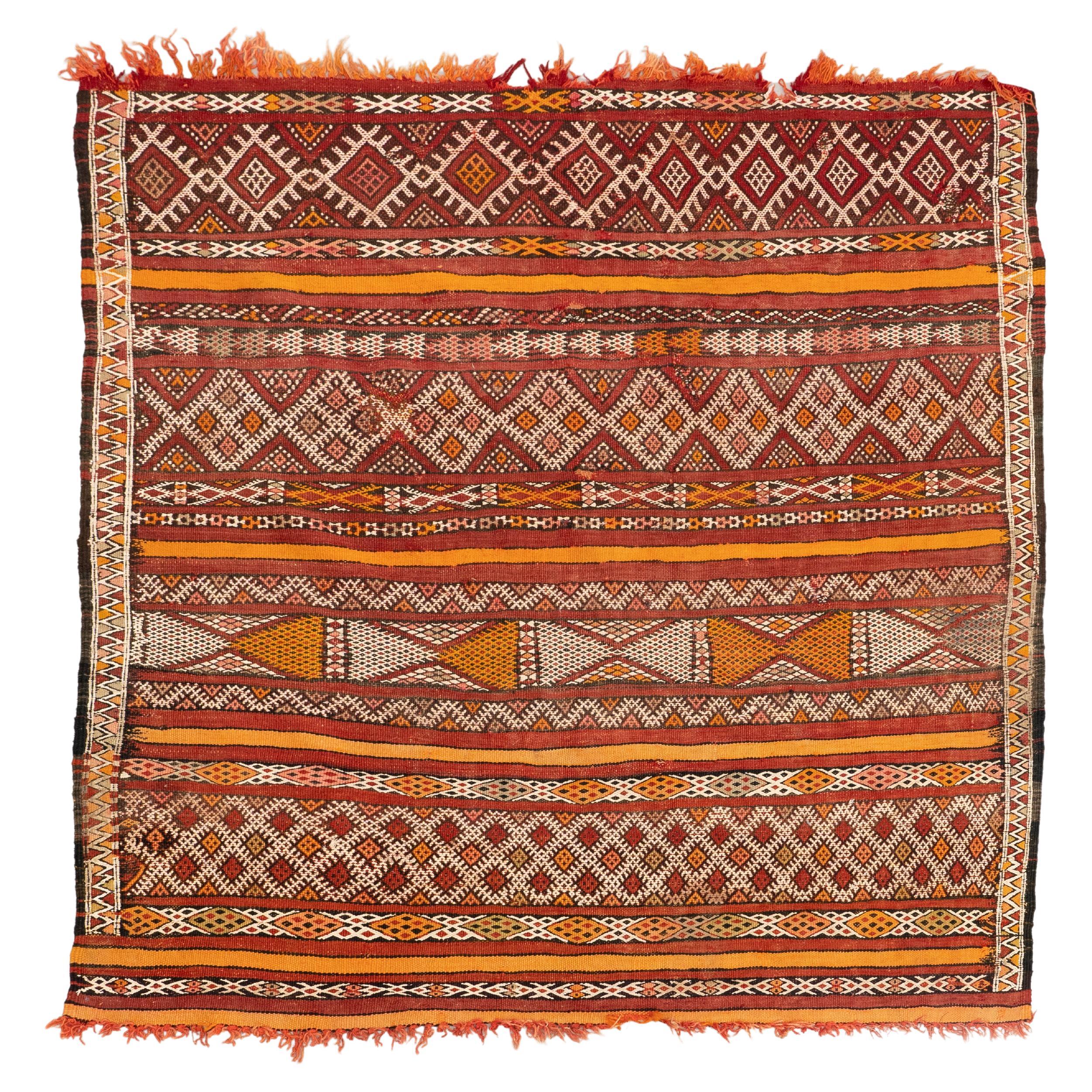 Handmade Wooven Wool Moroccan Rug For Sale