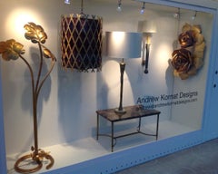 Handgefertigte Schmiedeeisen Gitter Laterne in 24Ct Blattgold mit Seide Organza Schatten