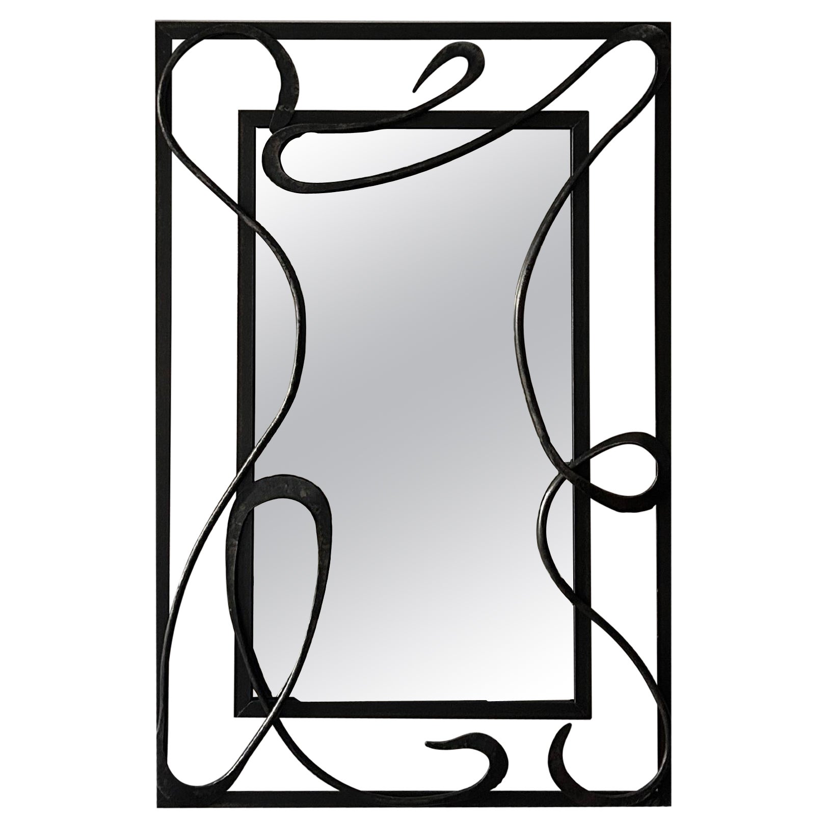 Handmade Wrought-Iron Mirror en venta