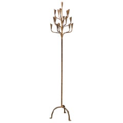 Handmade Wrought Iron Spanish Colonial 15-Arm Floor Candelabra