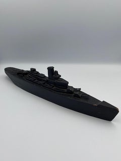 Handmade WWII Era Folk Art Battleship Child's Toy
