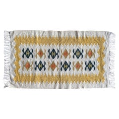 Tapisserie à tissage plat jaune et blanc crème, Vlasti, Grèce, années 1960-70