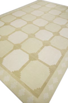 Handmade Yellow Geometric Flatweave Turkish Wool Rug 10' X 14'3"