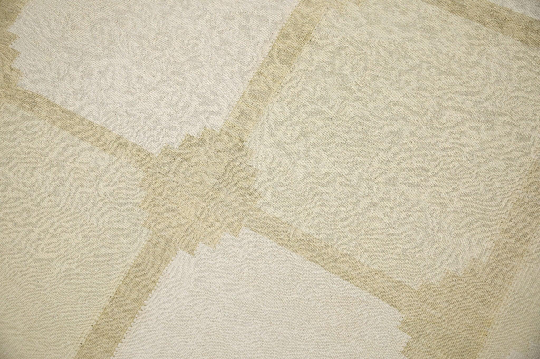 Alfombra de lana turca de tejido plano geométrico amarillo hecha a mano 10' X 14'3 Moderno en venta