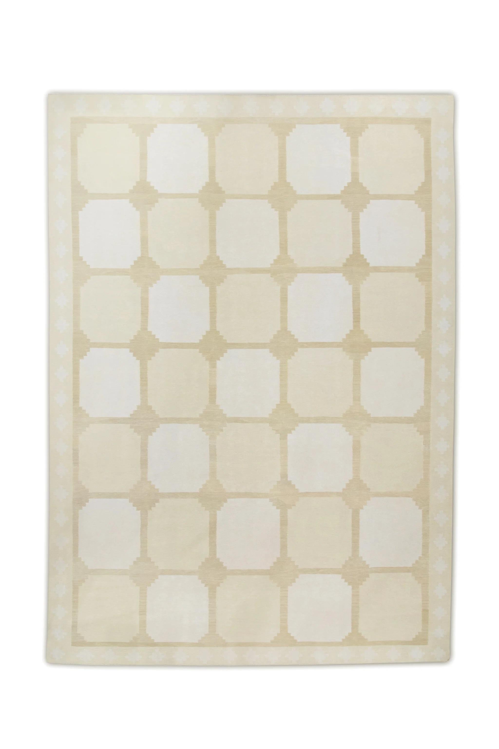 Alfombra de lana turca de tejido plano geométrico amarillo hecha a mano 10' X 14'3 Siglo XXI y contemporáneo en venta