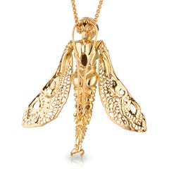 Handmade 18ct Yellow Gold Dragonfly Lady Pendant/Brooch