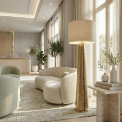 Handmade Yves Floor Lamp in Hammered Brass and Walnut Matte by Nolita Harbour