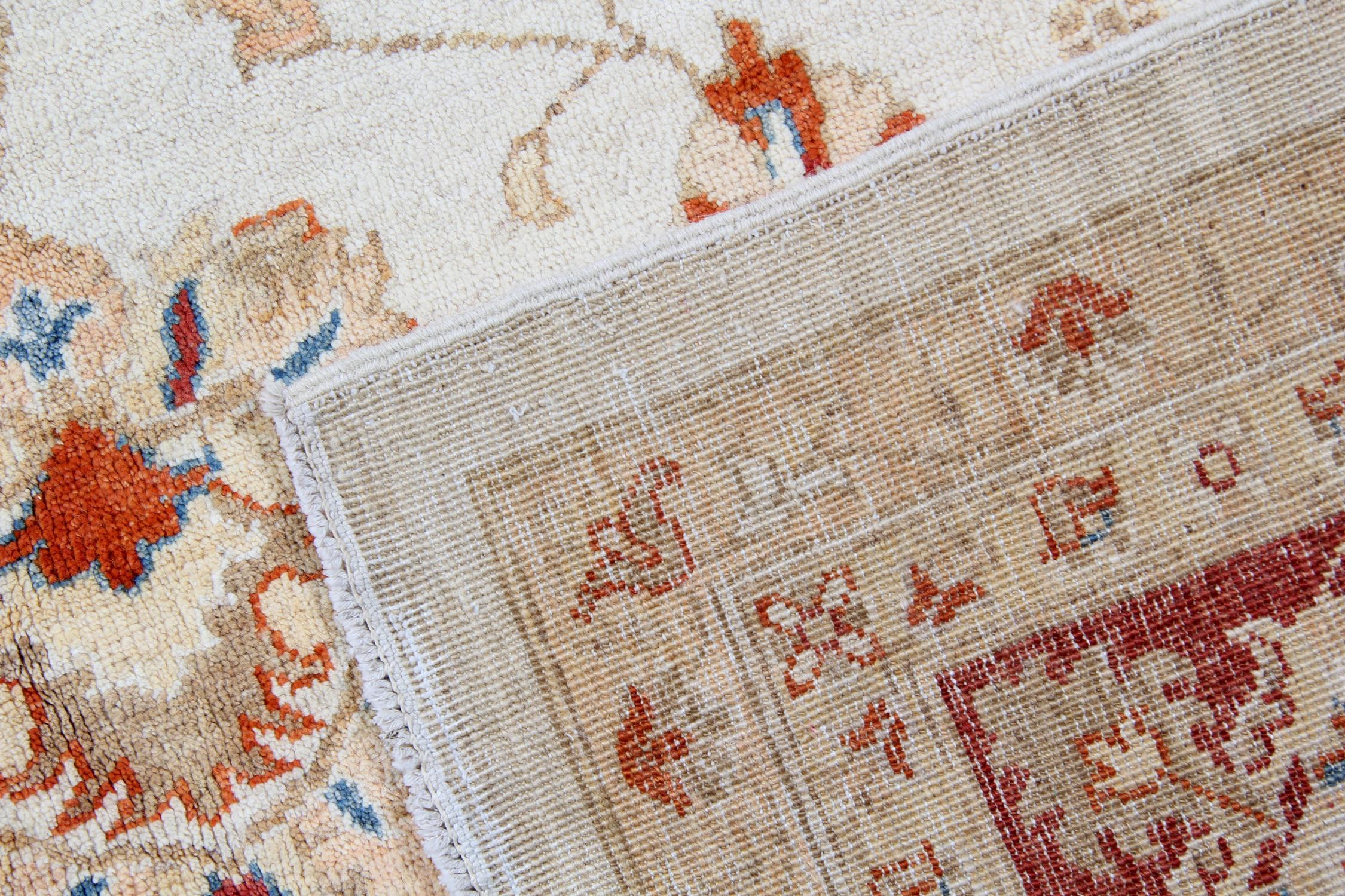 Handgefertigter Ziegler Sultanabad-Teppich, Wohnzimmerteppich aus cremefarbener Wolle (Afghanisch) im Angebot