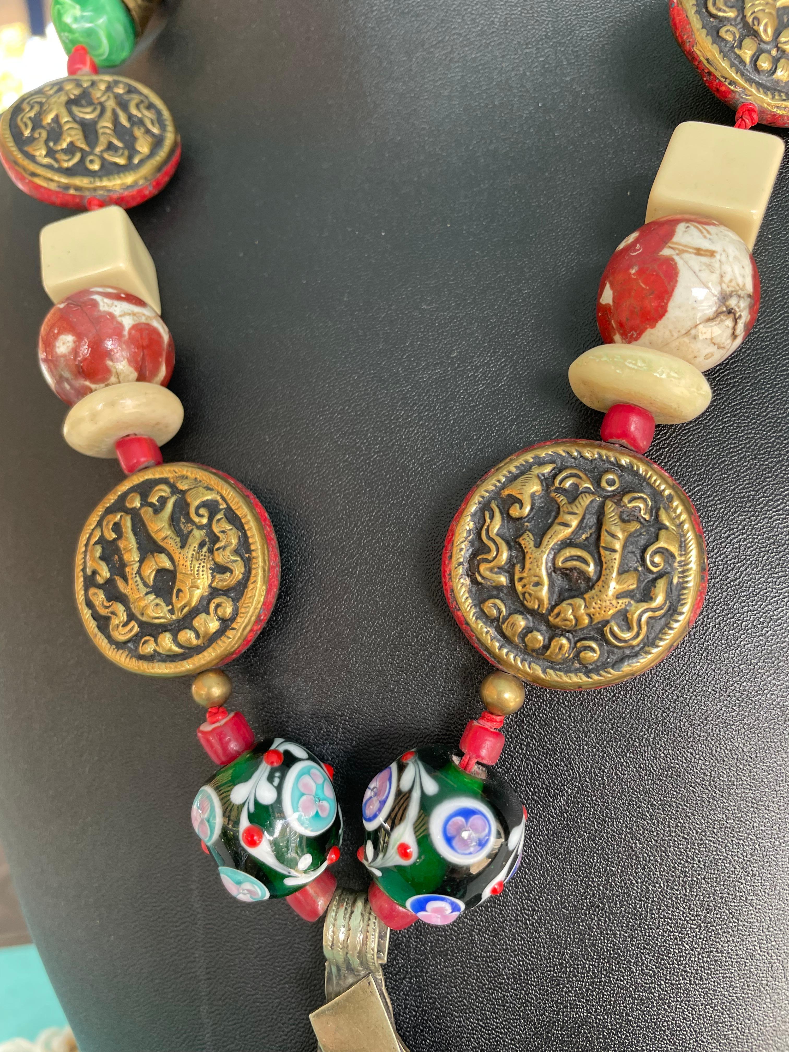 Artisan Handmade, one of a kind, statement, ethnic necklace from Lorraine’s Bijoux. For Sale