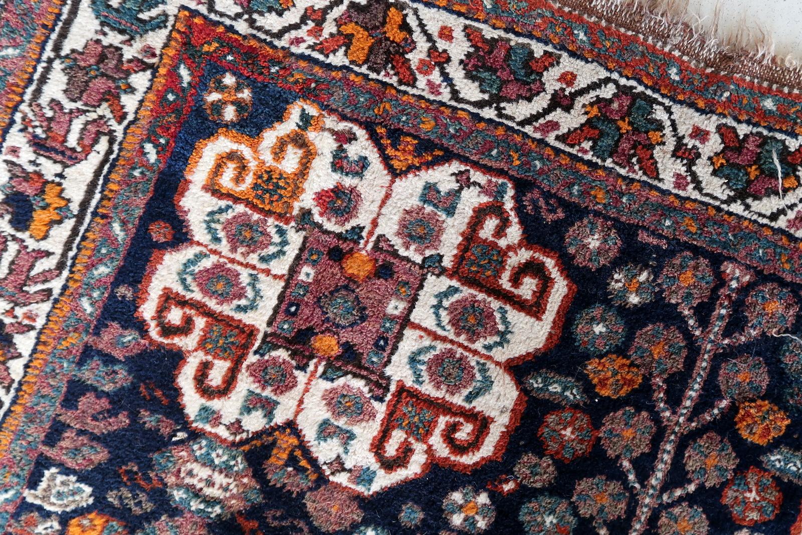 HandmadHandgefertigt Vintage persischen Hamadan Teppich 4,8' x 6,8', 1940er Jahre, 1C1087 (Französisch) im Angebot