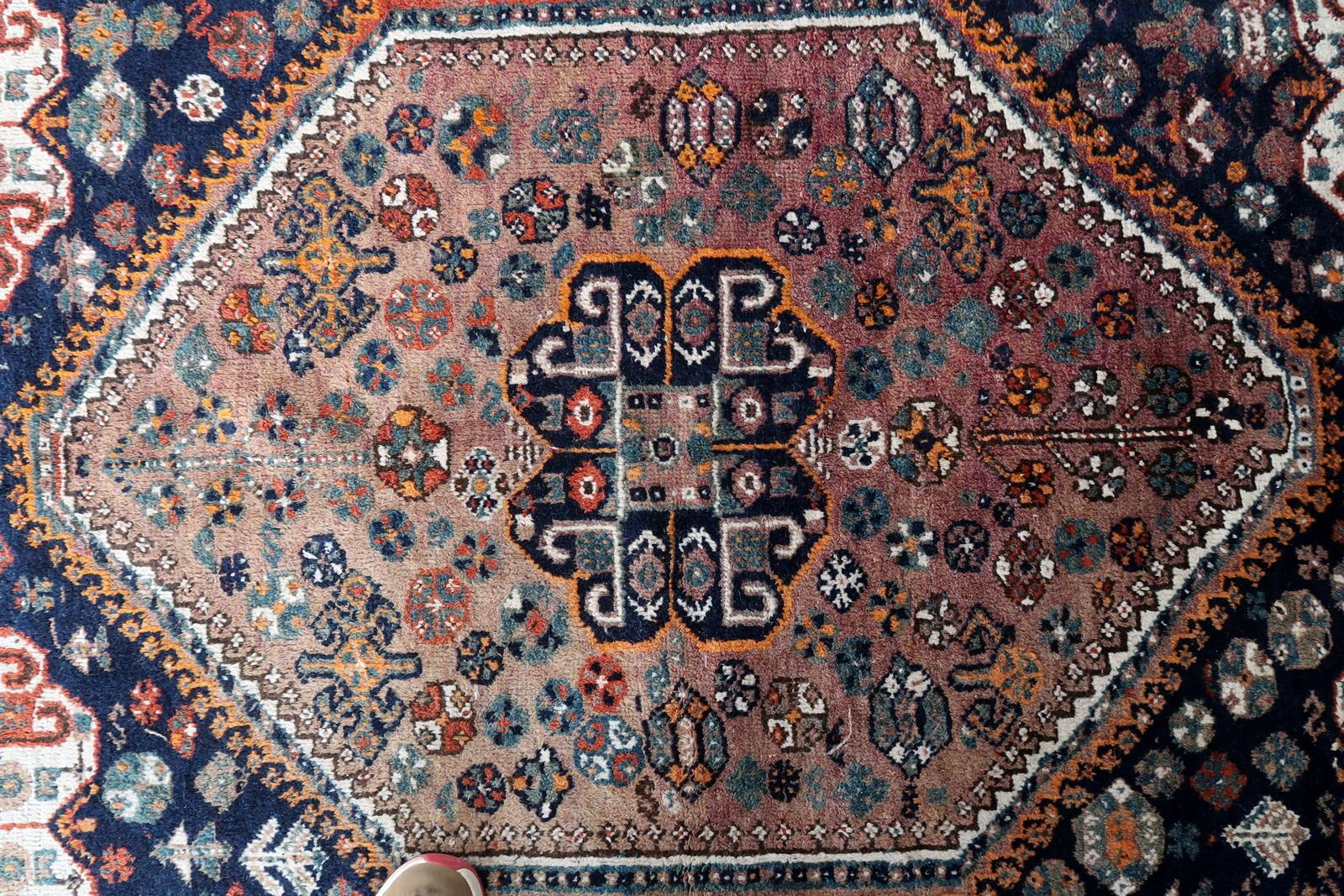 HandmadHandgefertigt Vintage persischen Hamadan Teppich 4,8' x 6,8', 1940er Jahre, 1C1087 im Zustand „Gut“ im Angebot in Bordeaux, FR