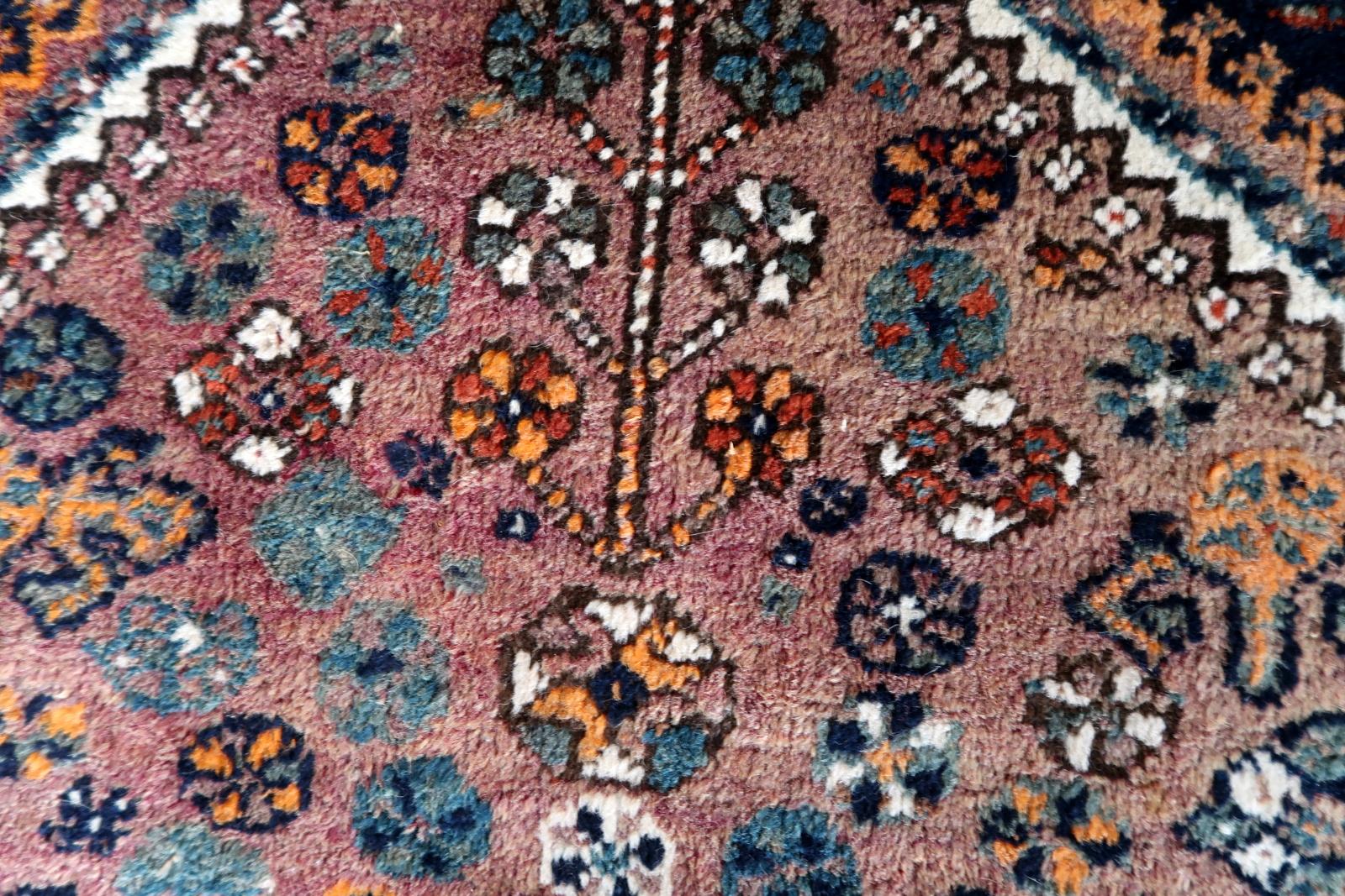 Wool HandmadHandmade Vintage Persian Hamadan Rug 4.8' x 6.8', 1940s, 1C1087 For Sale