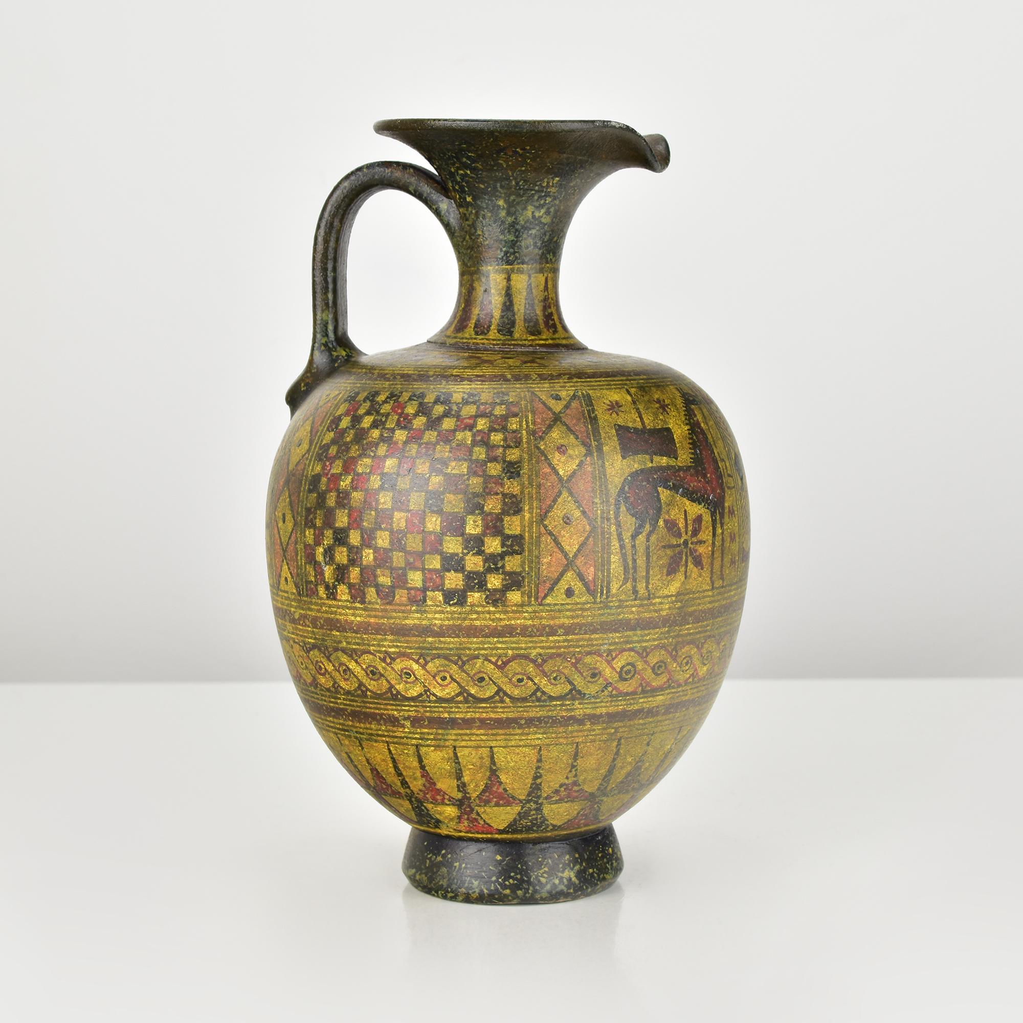 Italian Handpainted 19th Century Grand Tour Museum Copy of a Greek Geometric Amphora Jug For Sale