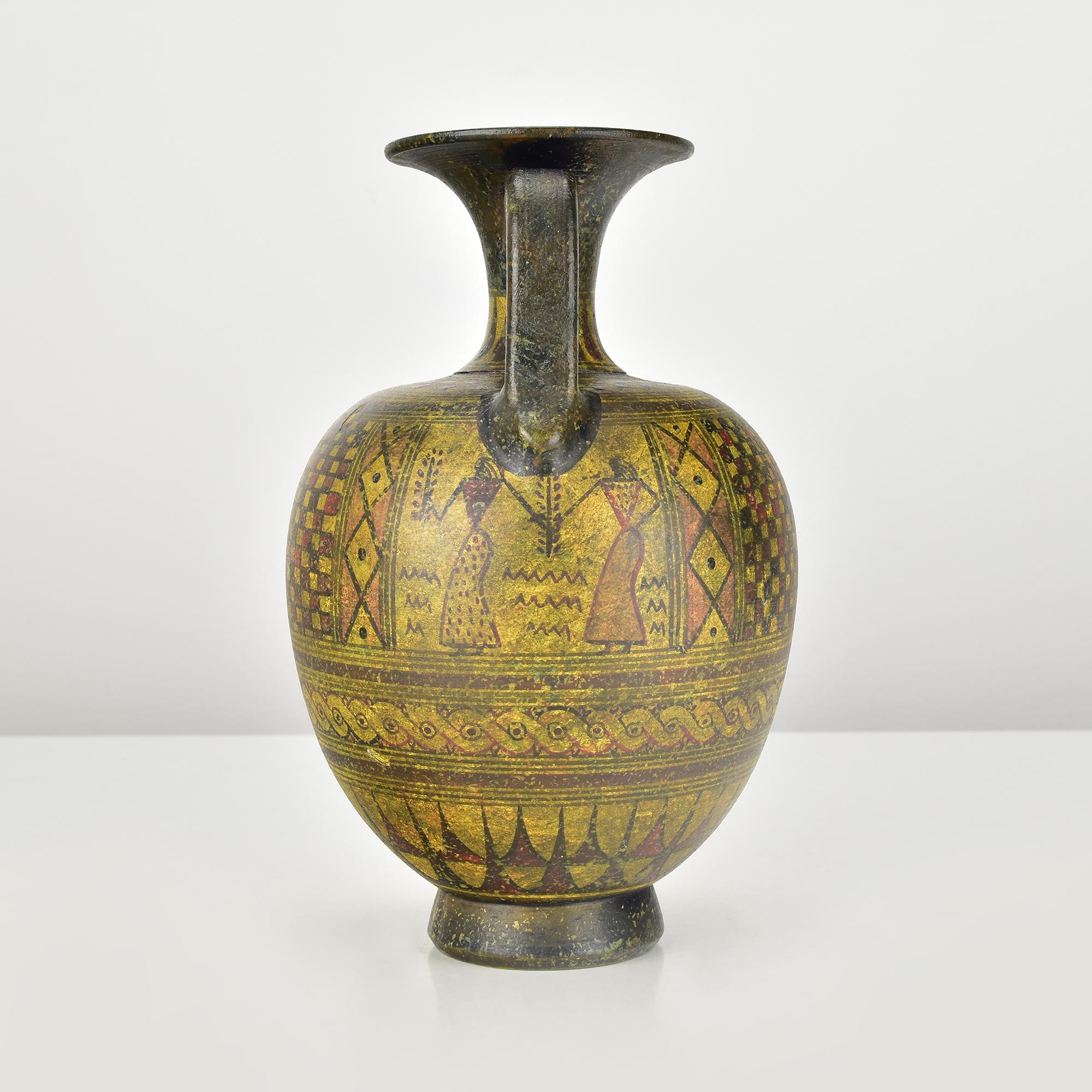 Hand-Crafted Handpainted 19th Century Grand Tour Museum Copy of a Greek Geometric Amphora Jug For Sale