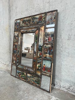 Handpainted and handcrafted Italian wood and glass mirror