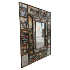 Handpainted and handcrafted Italian wood and glass mirror