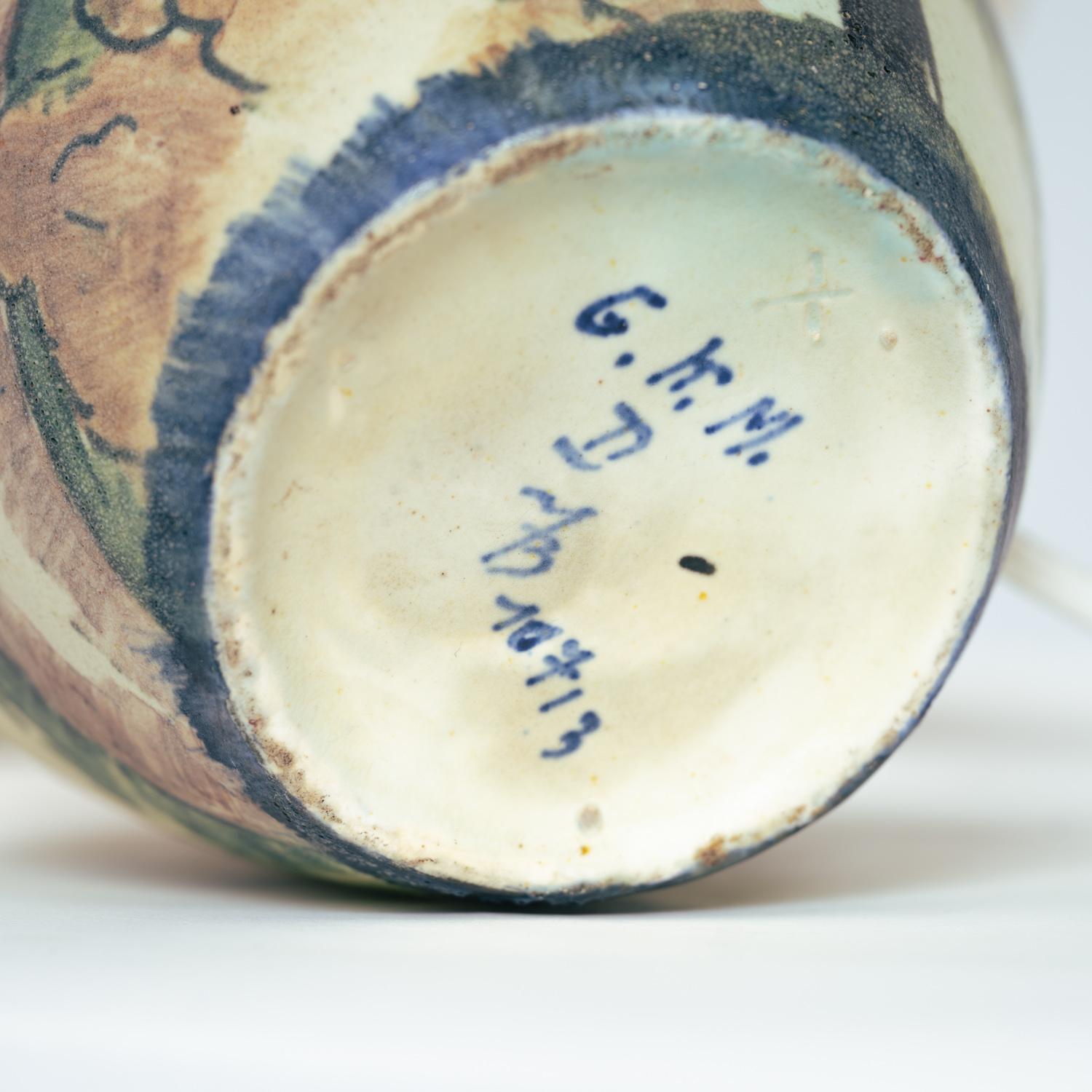 Lampada da tavolo Art Nouveau dipinta a mano di Großherzoglichen Keramik-Manufaktur, anni '30 in vendita 4
