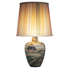 Handpainted Art Nouveau table lamp by Großherzoglichen Keramik-Manufaktur, 1930s