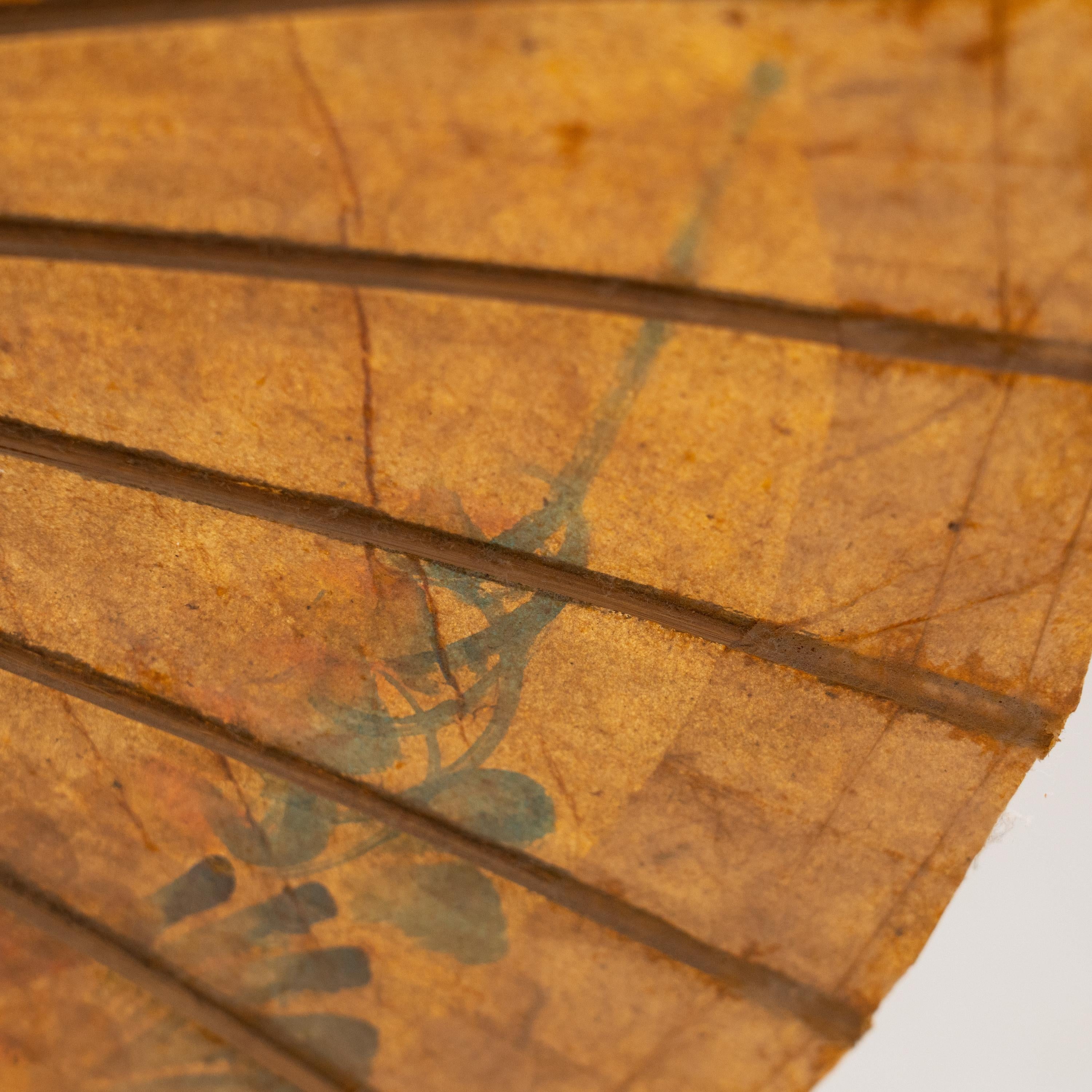 Handbemalter Bamboo Umbrella, um 1950 im Angebot 11