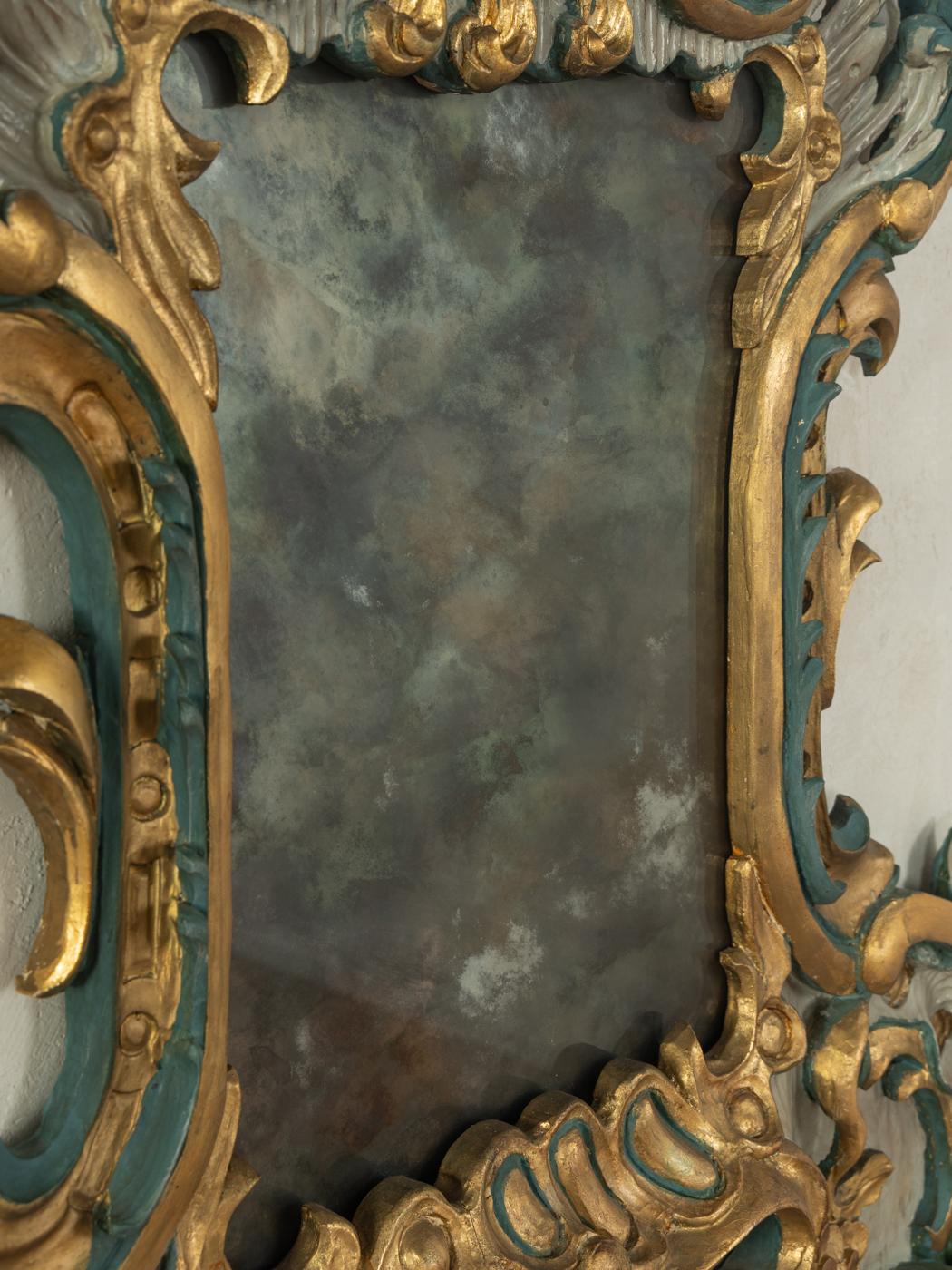 Ère spatiale Miroir peint à la main de style baroque en vente