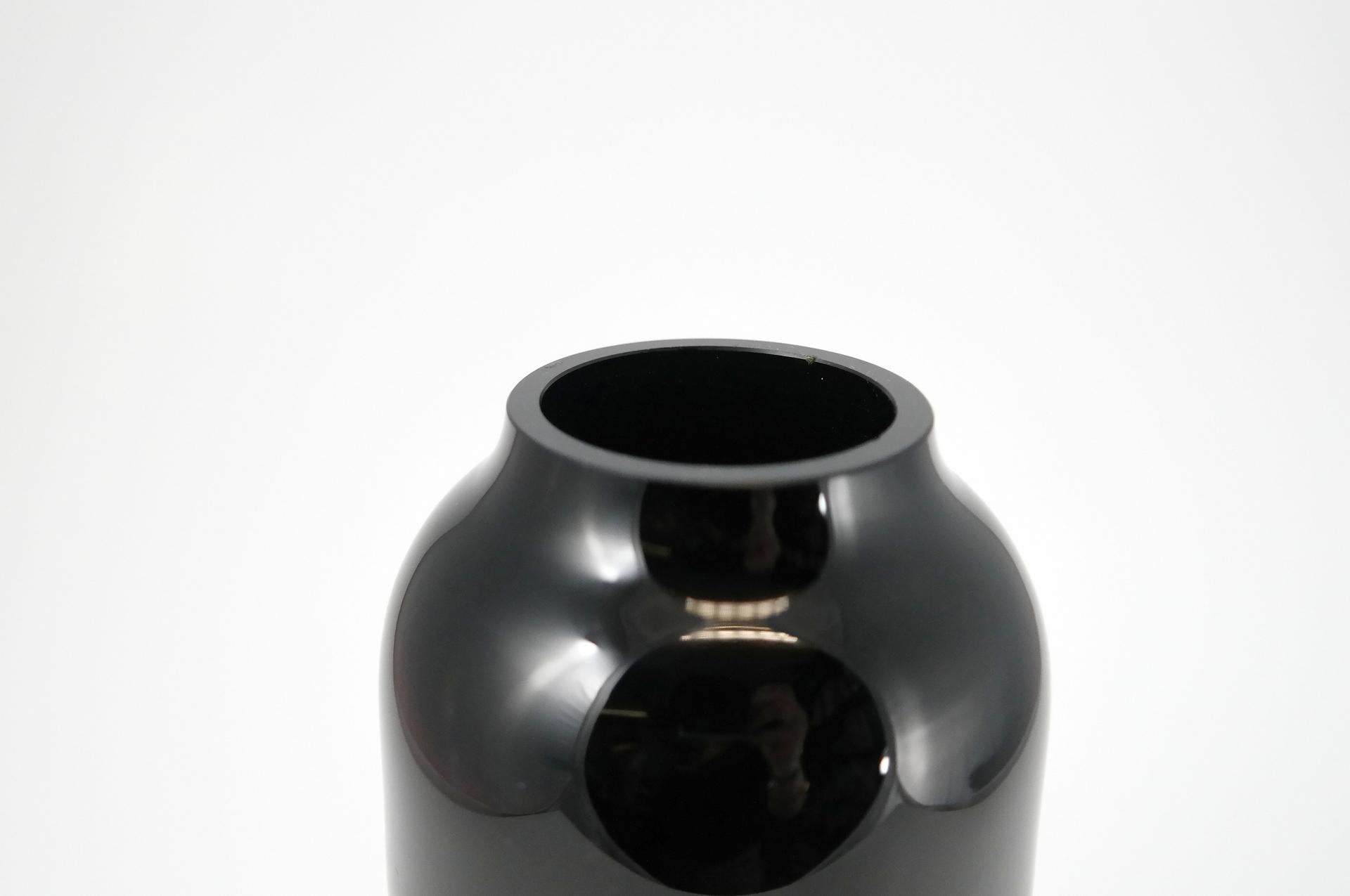 Late 20th Century Black glass designer vase by Marcela Vosmikova for Crystalex, Novy Bor, in 1988. For Sale