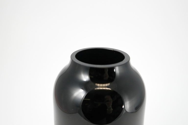Black glass designer vase by Marcela Vosmikova for Crystalex, Novy Bor