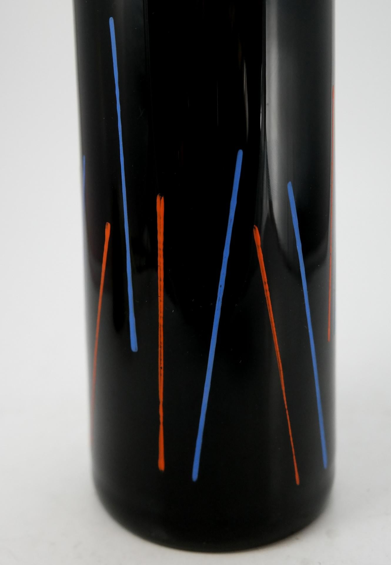 Glass Black glass designer vase by Marcela Vosmikova for Crystalex, Novy Bor, in 1988. For Sale