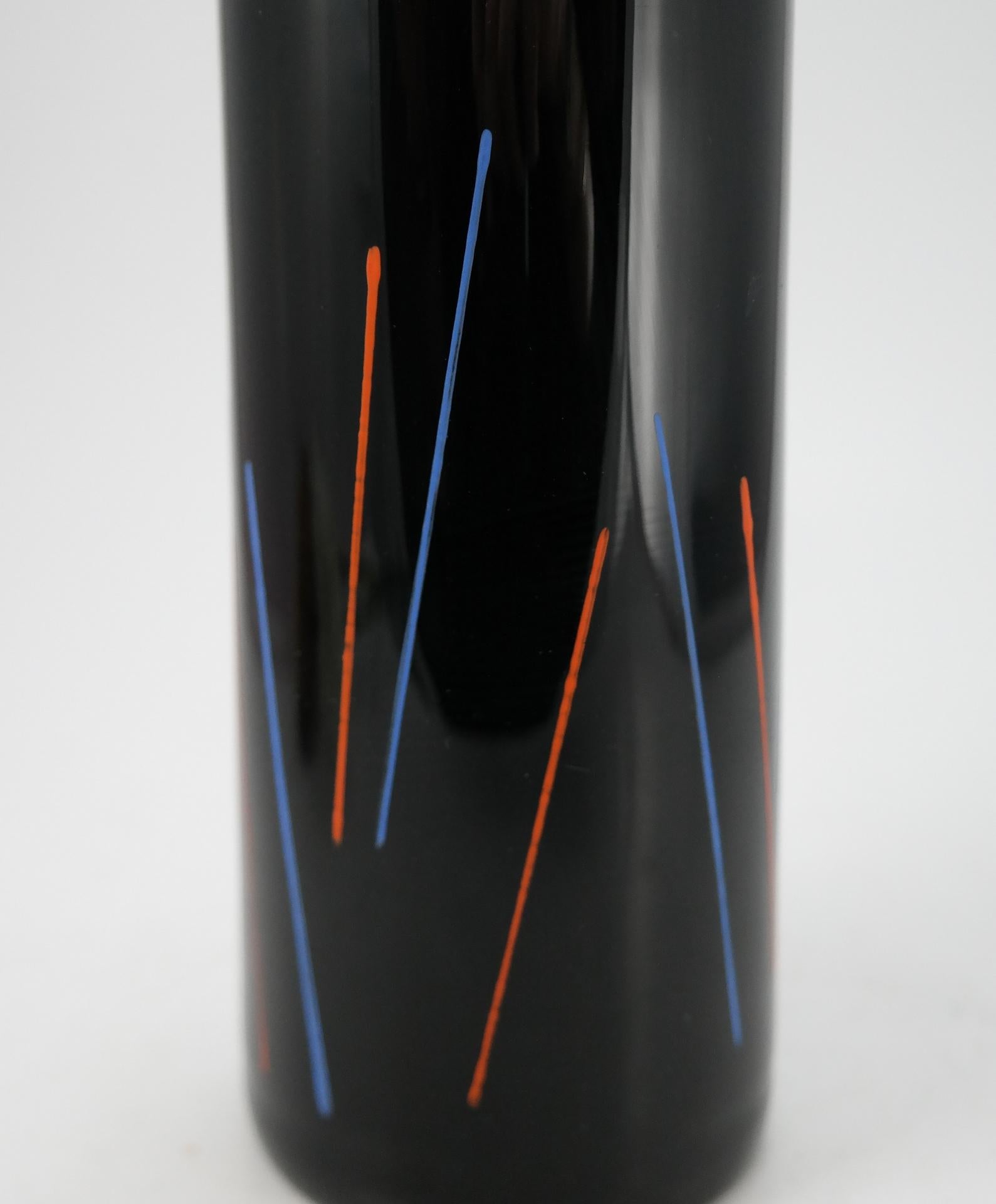 Black glass designer vase by Marcela Vosmikova for Crystalex, Novy Bor, in 1988. For Sale 1