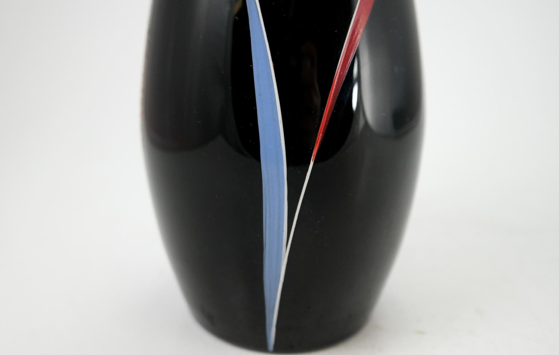 Hand Painted Black Glass Bonbonier by VEB Kunstglas Arnstadt, 1960s 2