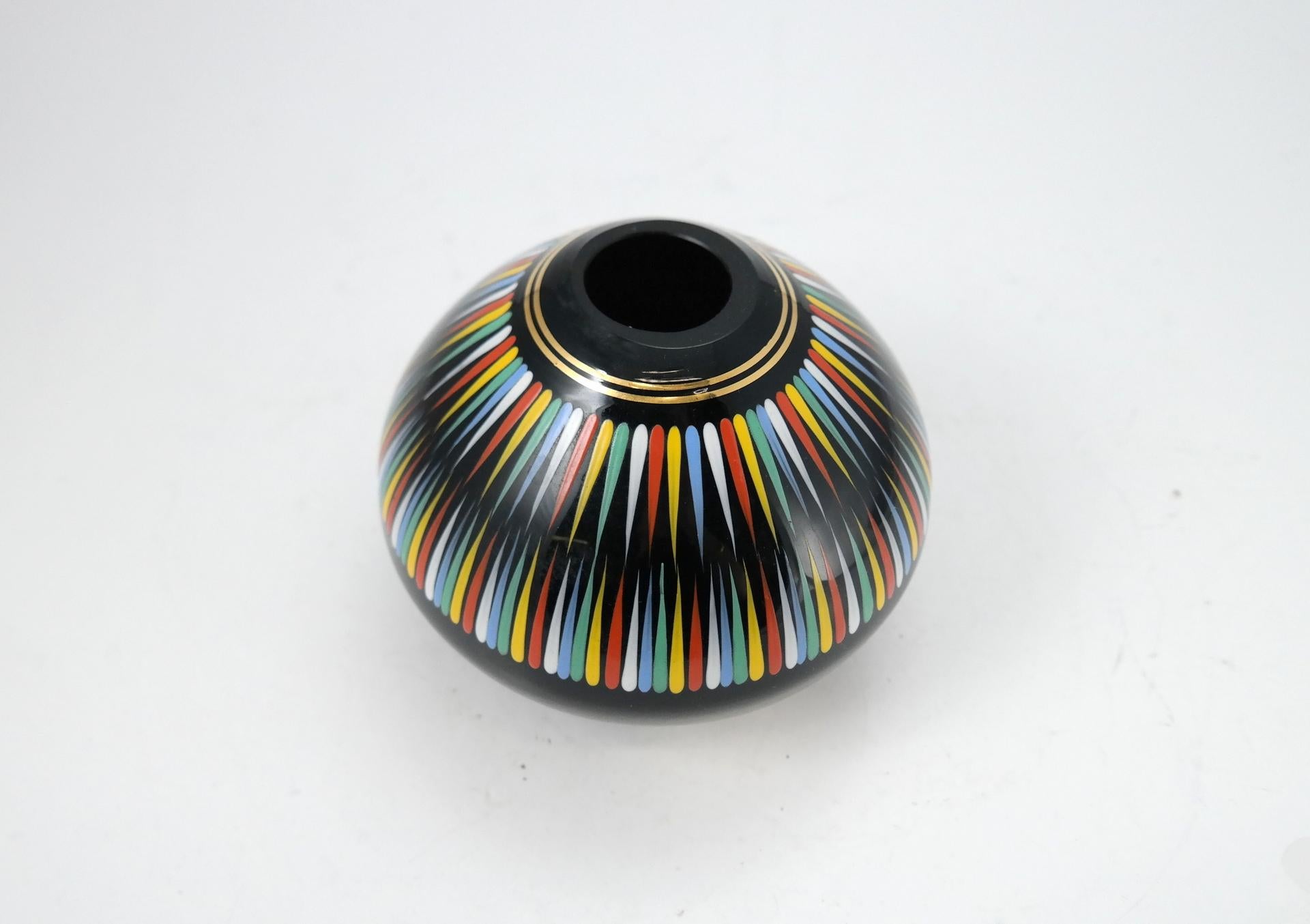 Mid-Century Colorful Glass Vase by VEB Kunstglas Arnstadt, 1960s For Sale 2