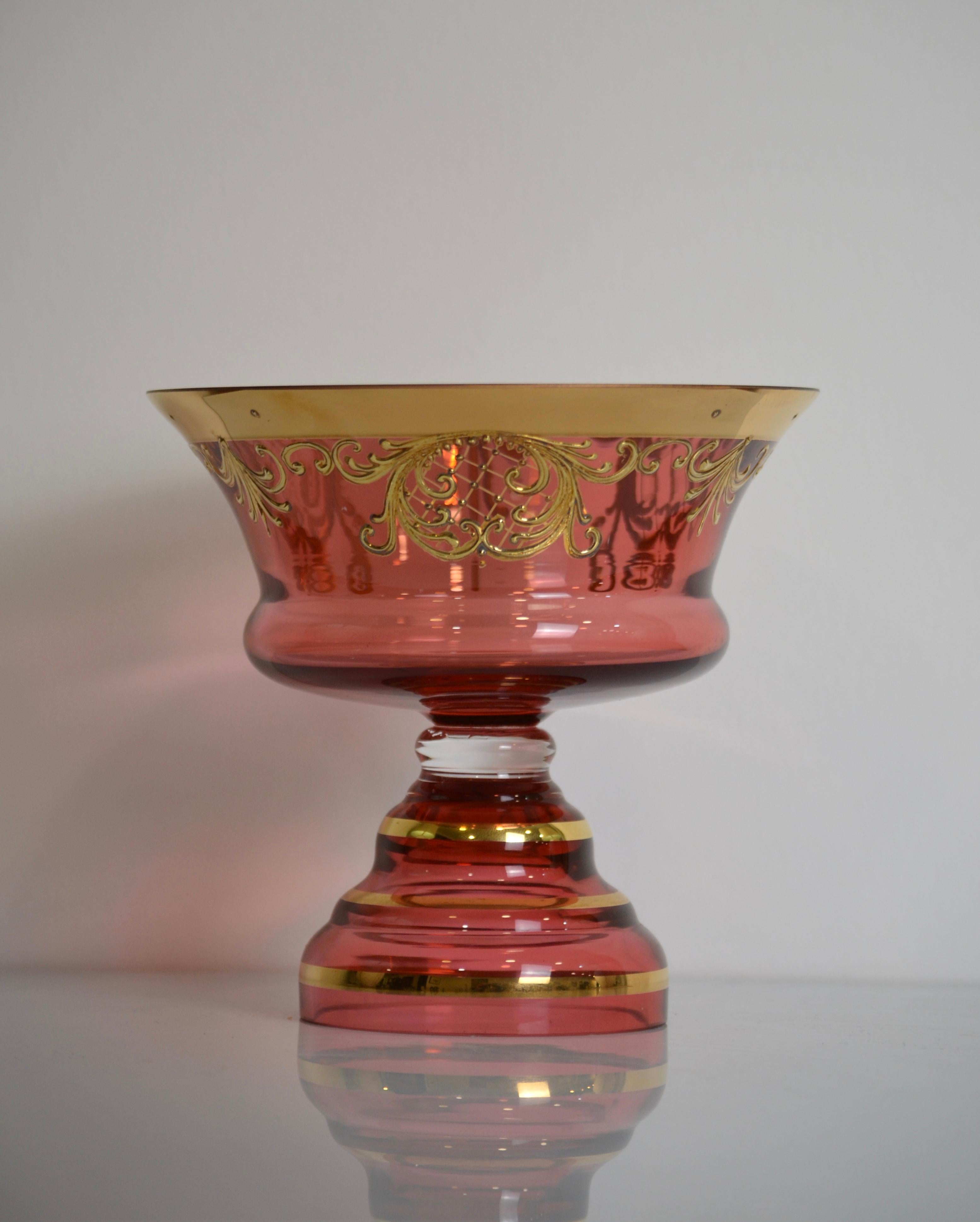 Bohème Bol en verre d'art bohème peint à la main en vente