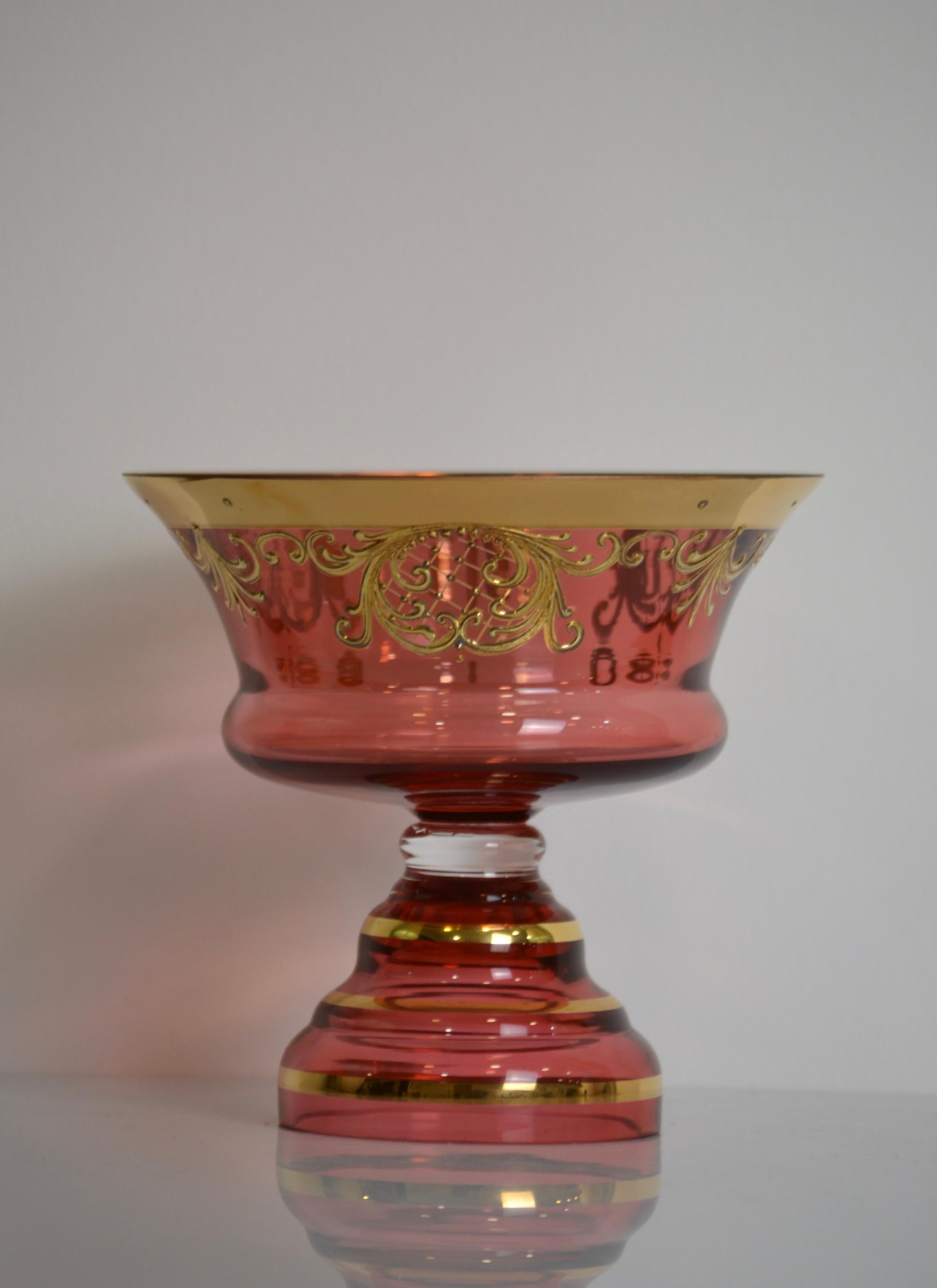 Bol en verre d'art bohème peint à la main Bon état - En vente à Marinha Grande, PT
