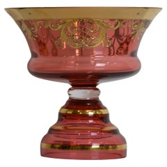Handpainted Bohemian Art Glass bowl