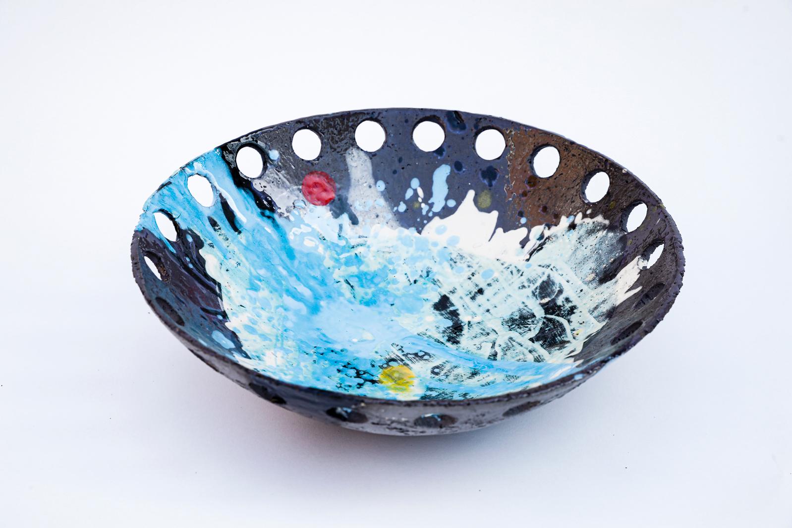 Contemporary Hand Painted Ceramic Bowl For Sale