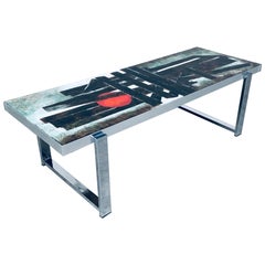 Table basse peinte à la main par Belarti / Denisco, Belgique, années 1970